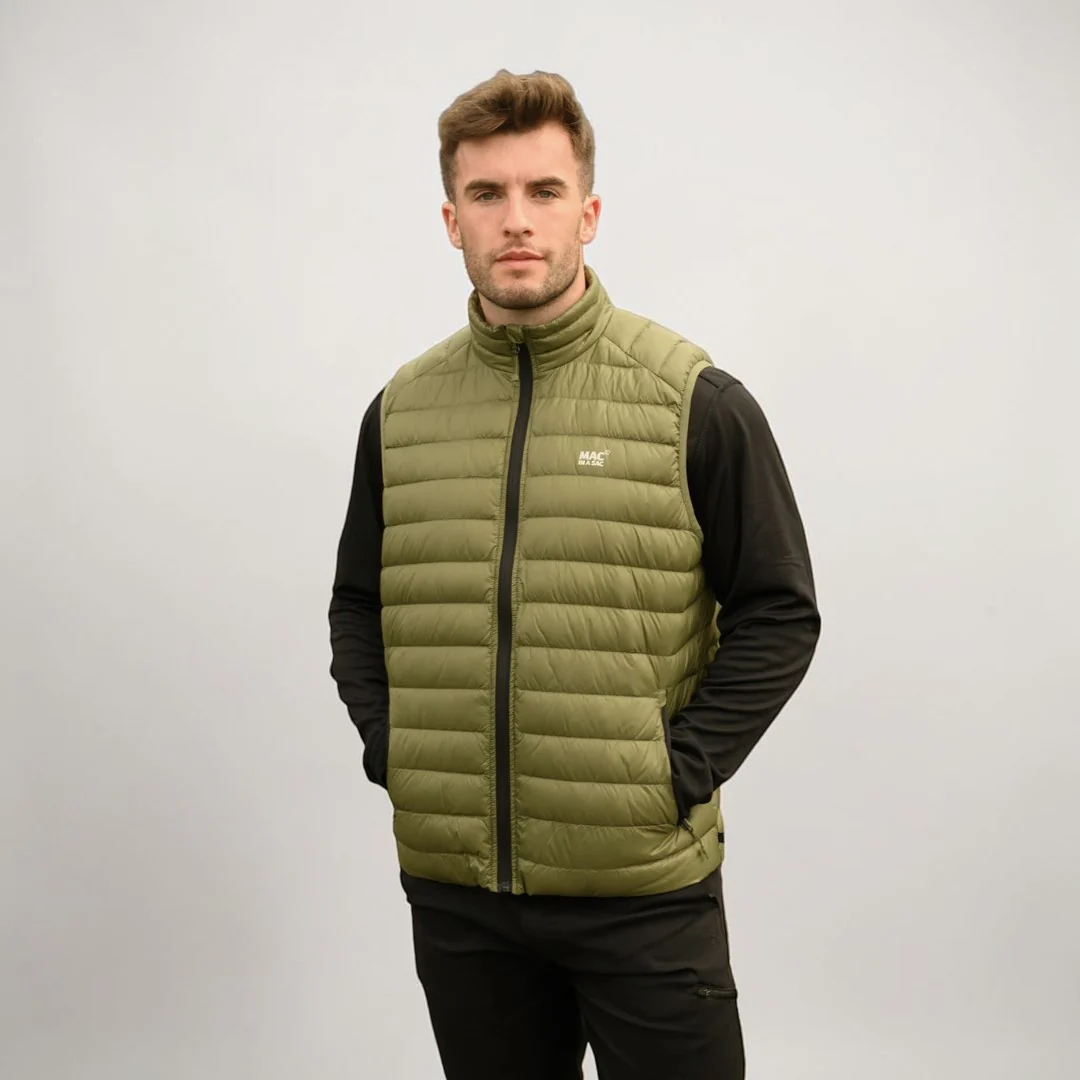 Mac In A Sac Mens Alpine Down Gilet Khaki