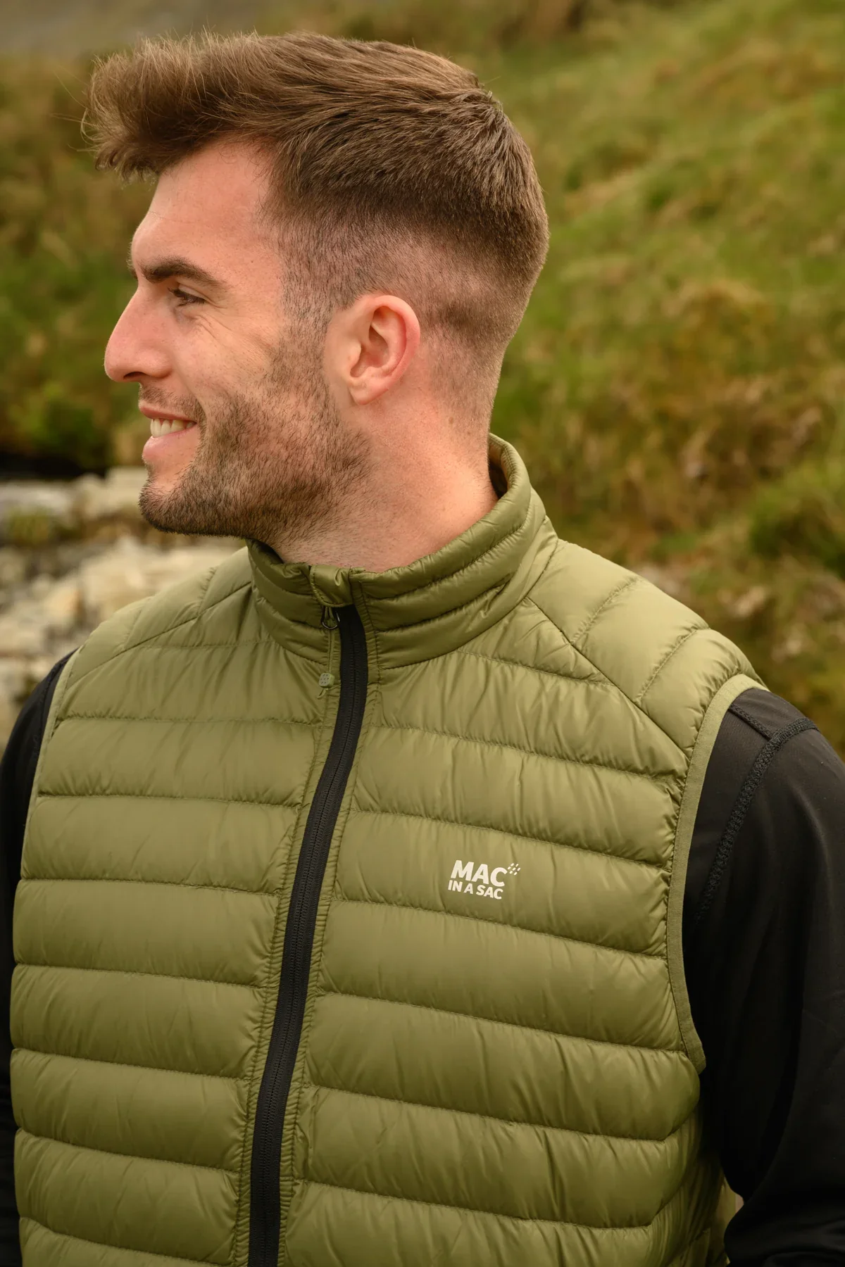 Mac In A Sac Mens Alpine Down Gilet Khaki - Image 3
