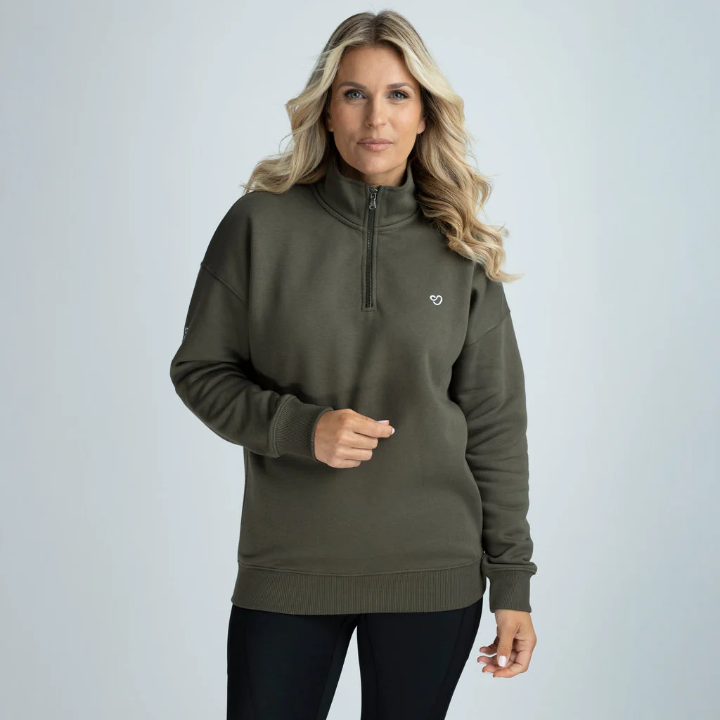 Mochara Half Zip Sweatshirt Khaki - Image 3