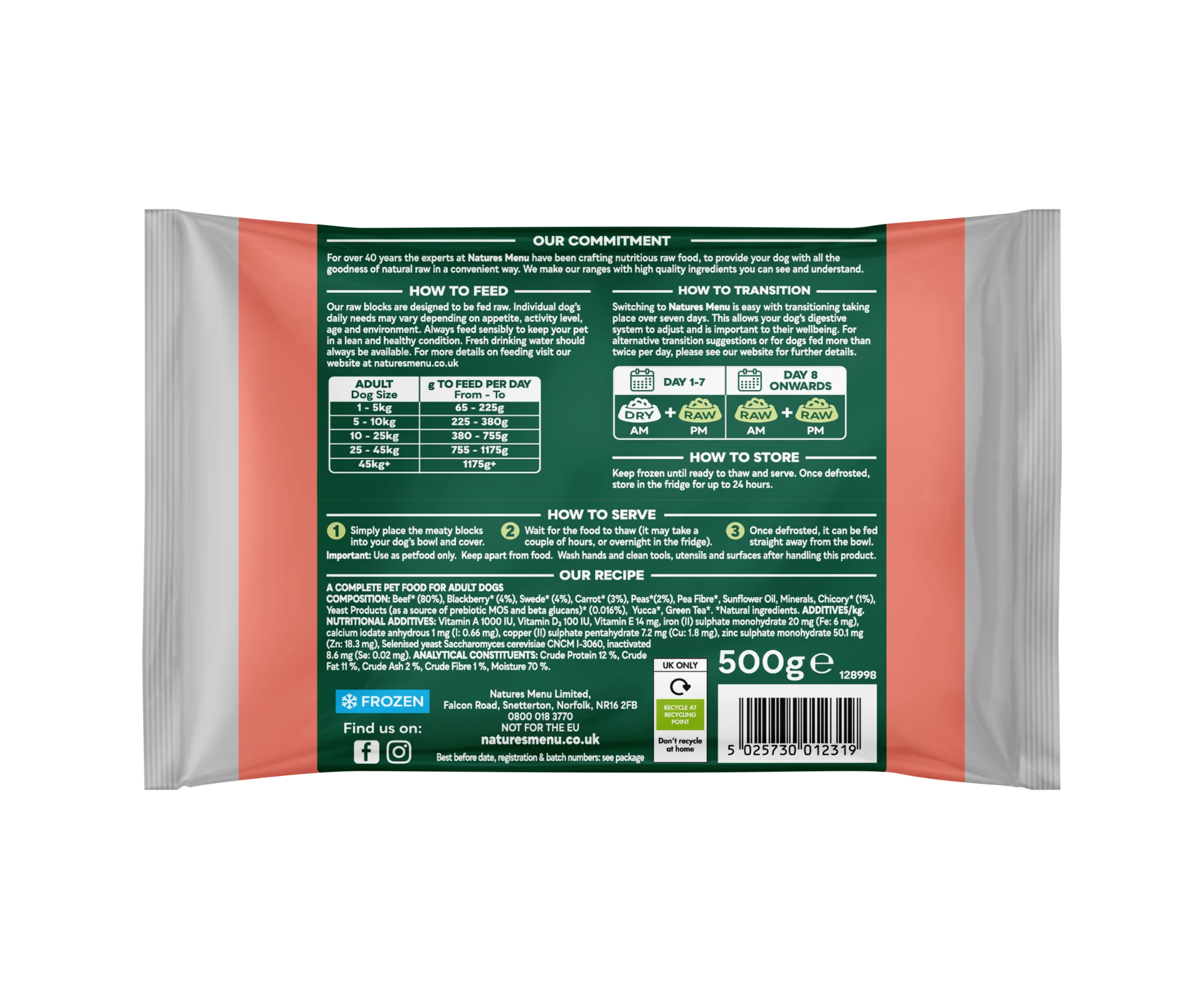 Natures Menu Complete & Balanced 80/20 Beef Block 500g - Image 2