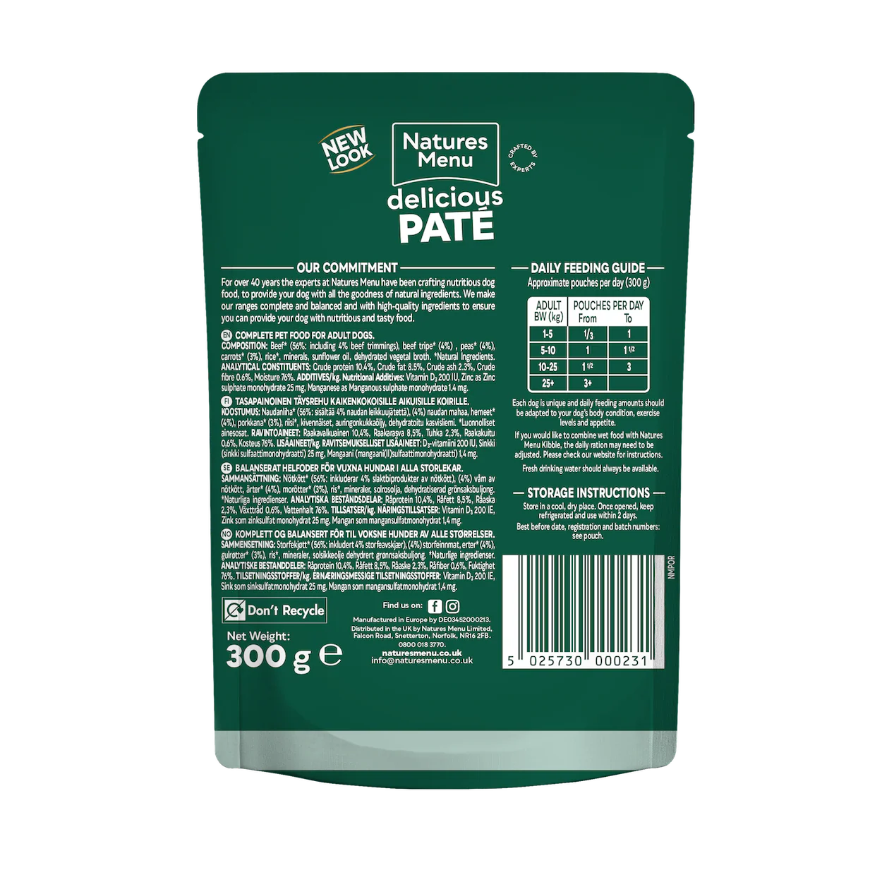 Natures Menu Dog - Adult Pouch Box Beef With Tripe & Vegetables 8x300g - Image 3