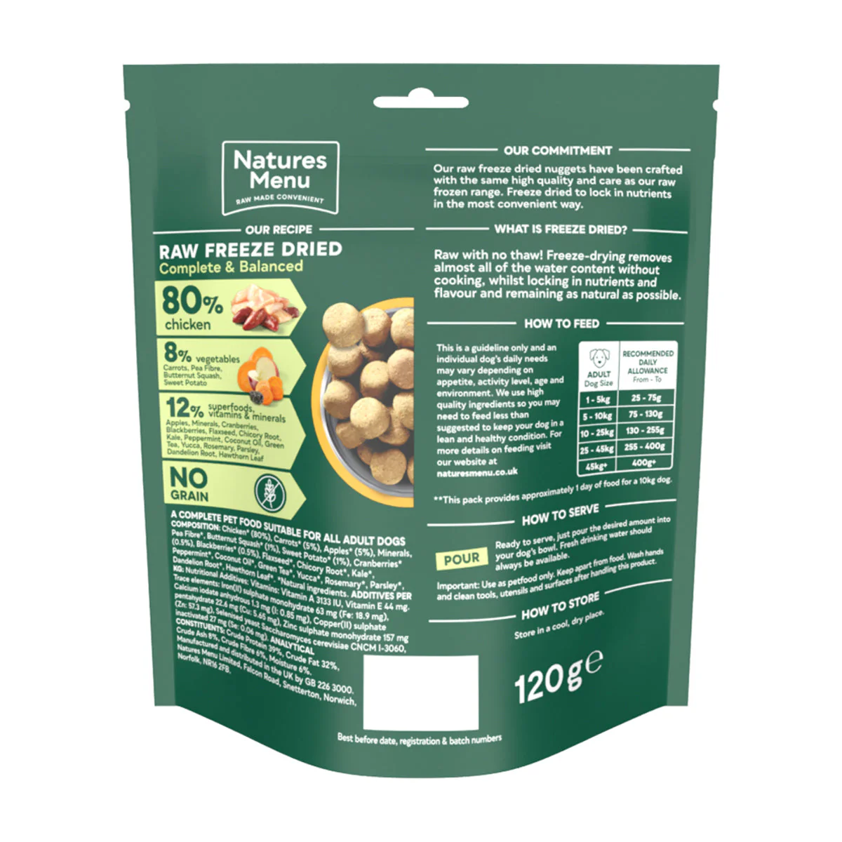 Natures Menu Dog - Complete & Balanced 80/20 Freeze Dried Chicken 120g - Image 2