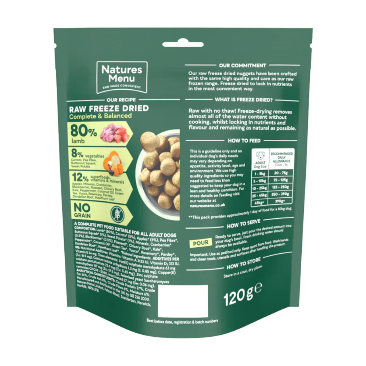 Natures Menu Dog - Complete & Balanced 80/20 Freeze Dried Lamb 120g - Image 2