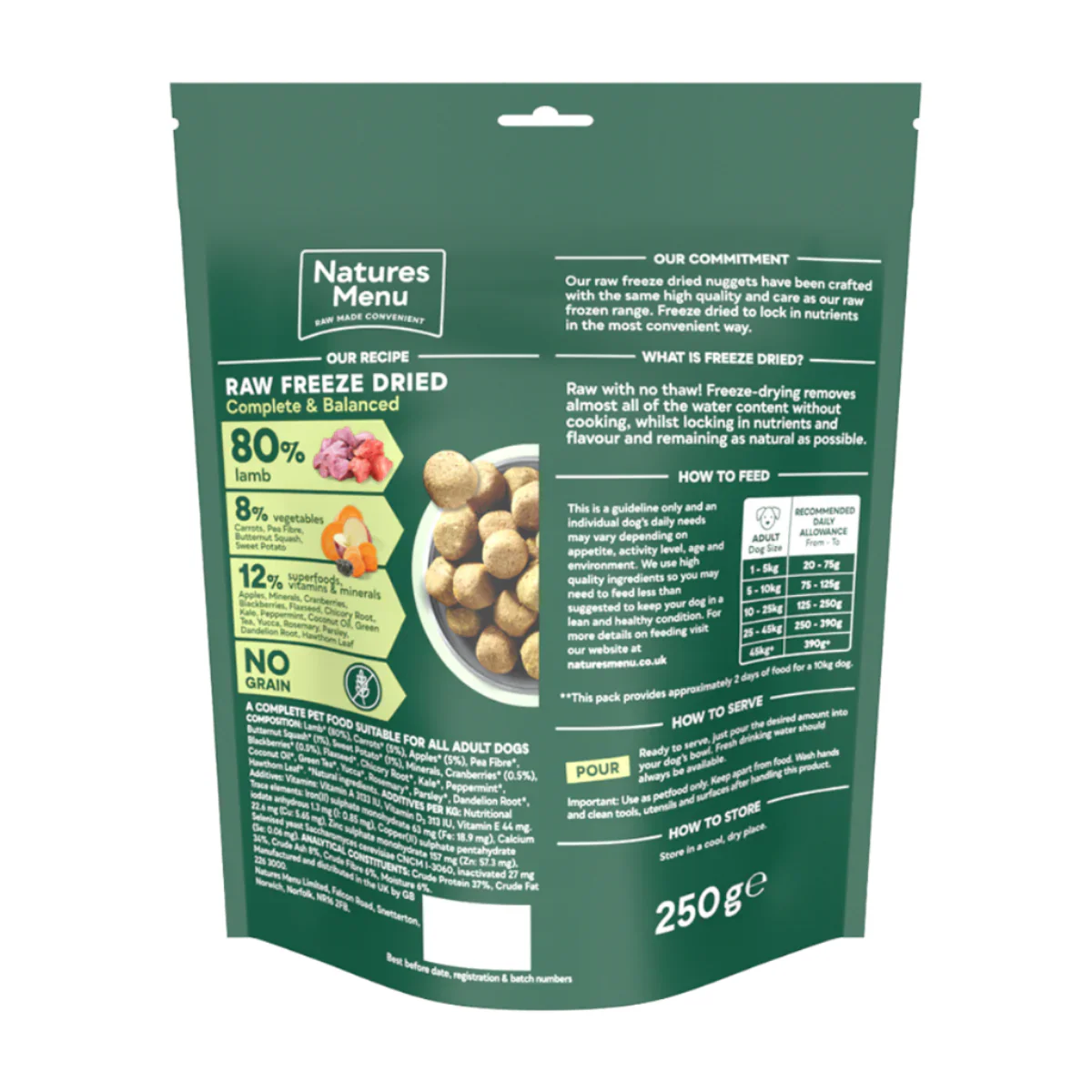 Natures Menu Dog - Complete & Balanced 80/20 Freeze Dried Lamb 250g - Image 2