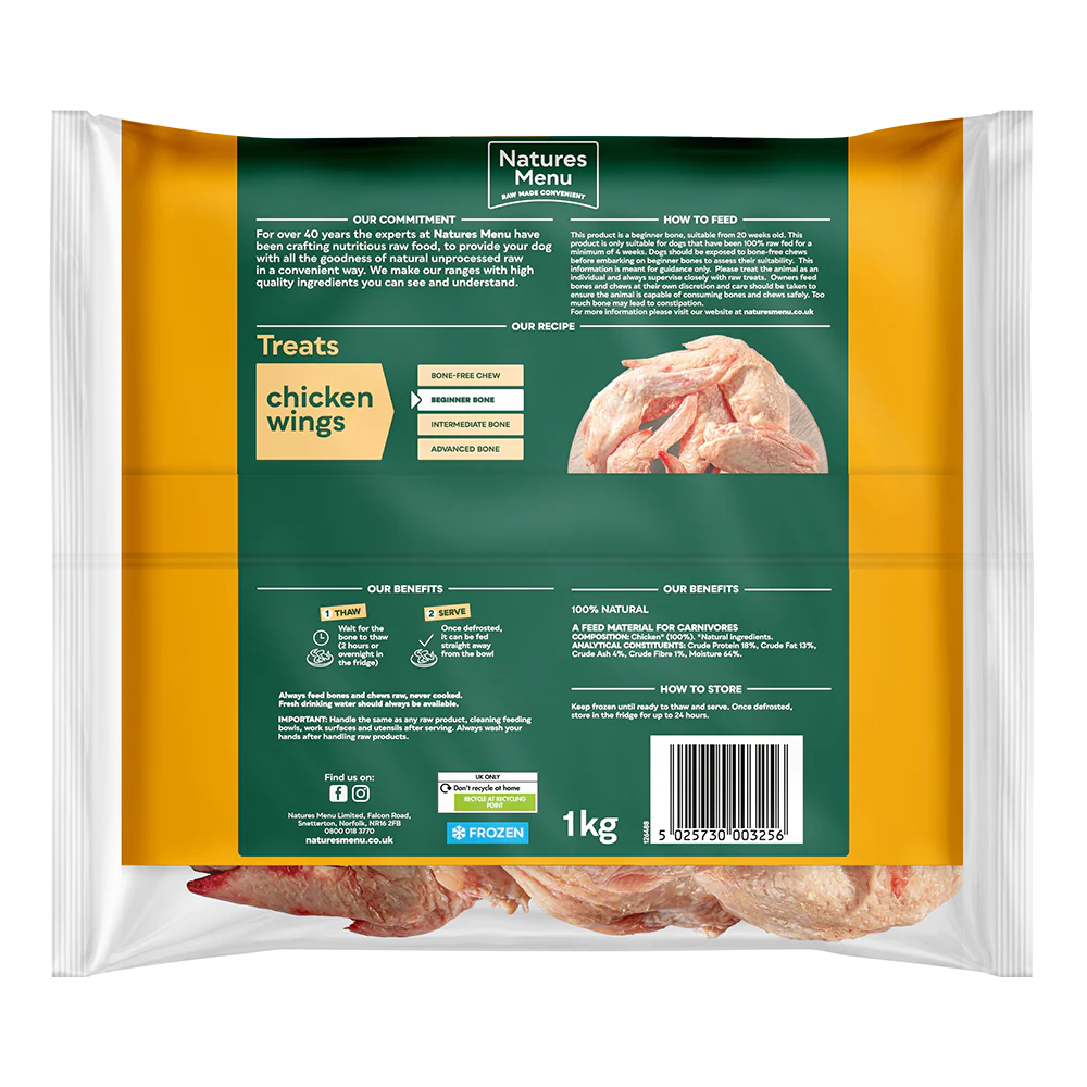 Natures Menu Dog - Natural Raw Treats Chicken Wings 1kg - Image 2