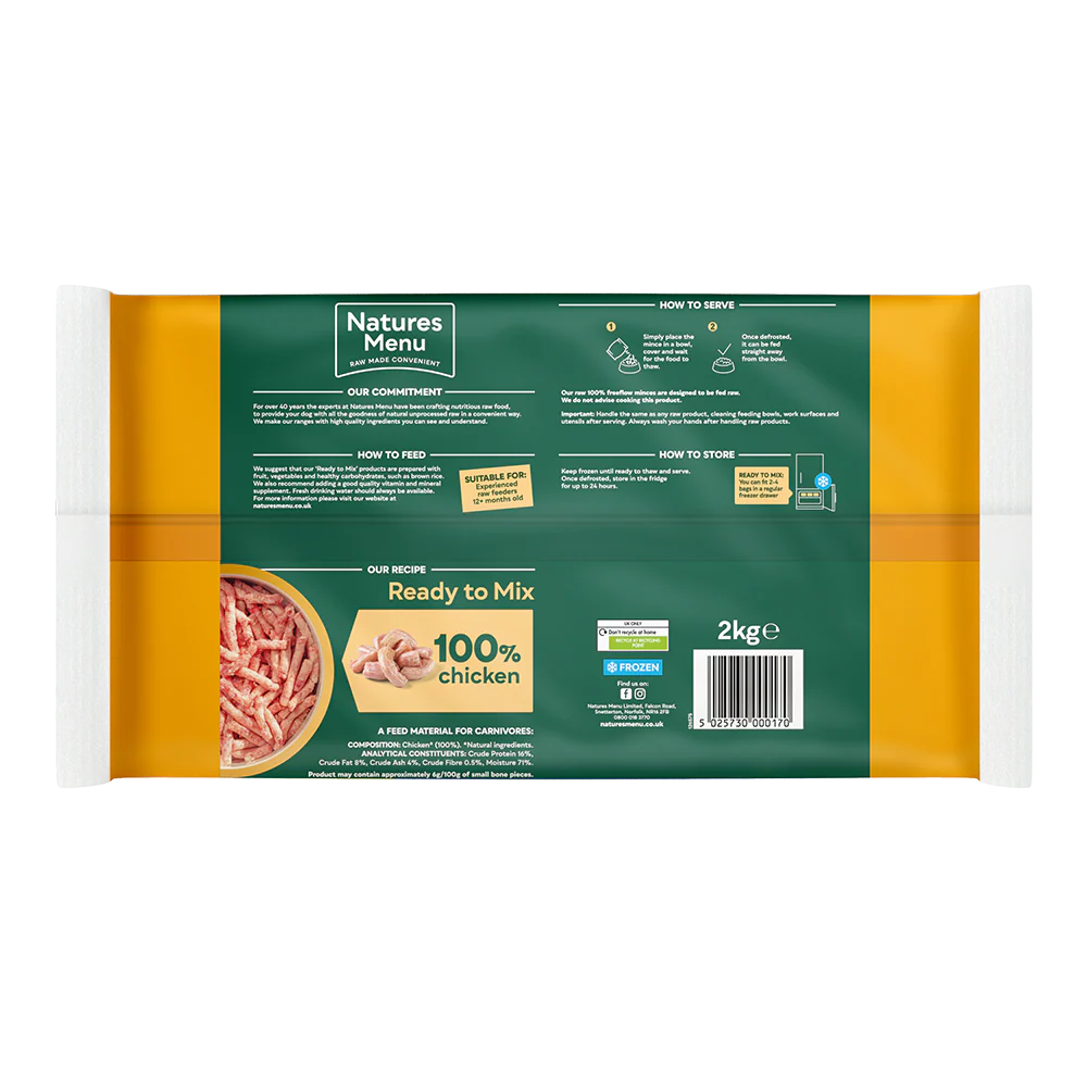 Natures Menu Dog - Frozen Freeflow Mince Chicken 2kg - Image 2