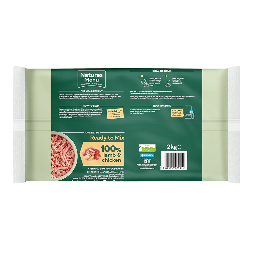 Natures Menu Dog - Frozen Freeflow Mince Lamb & Chicken 2kg - Image 2
