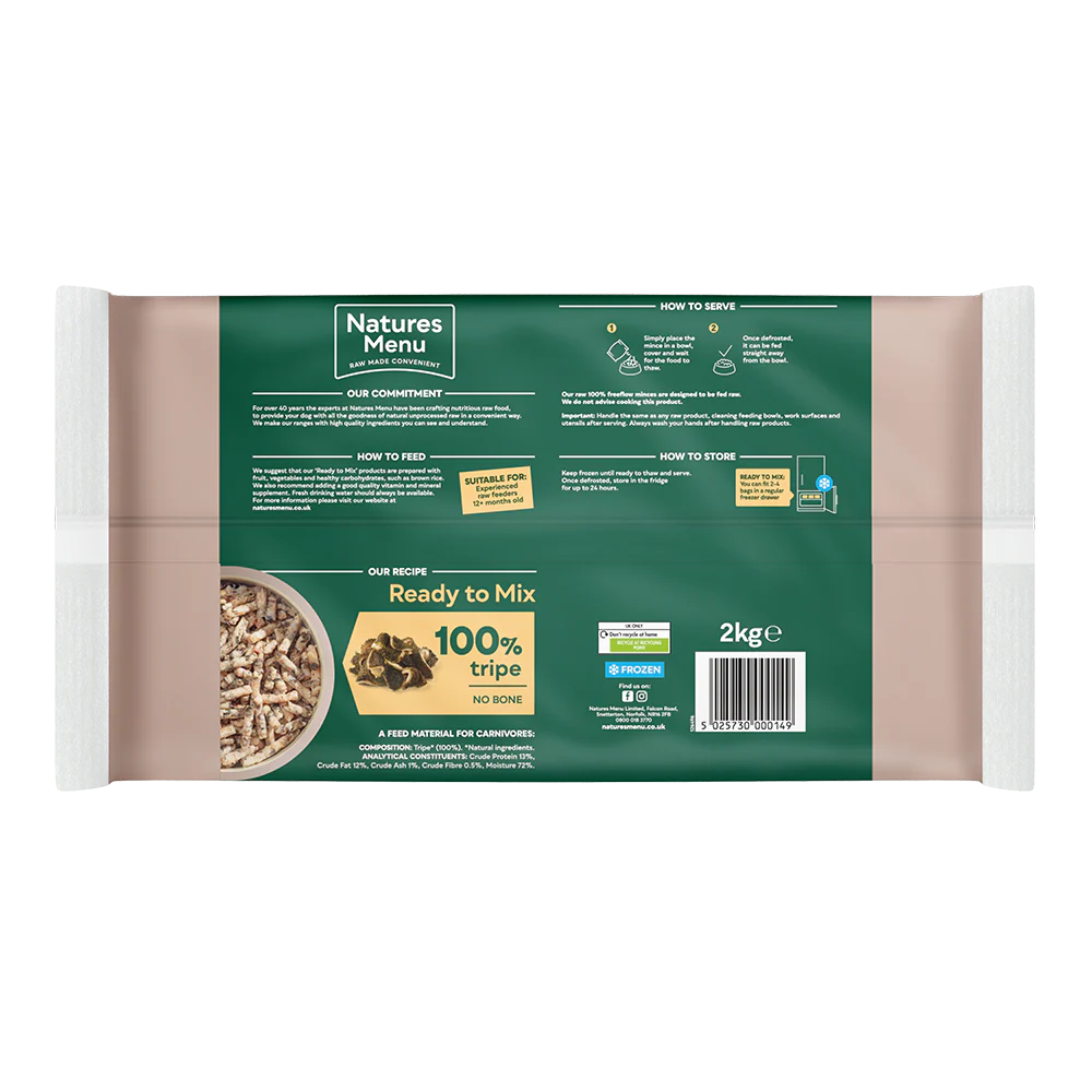Natures Menu Dog - Frozen Freeflow Mince Tripe 2kg - Image 2