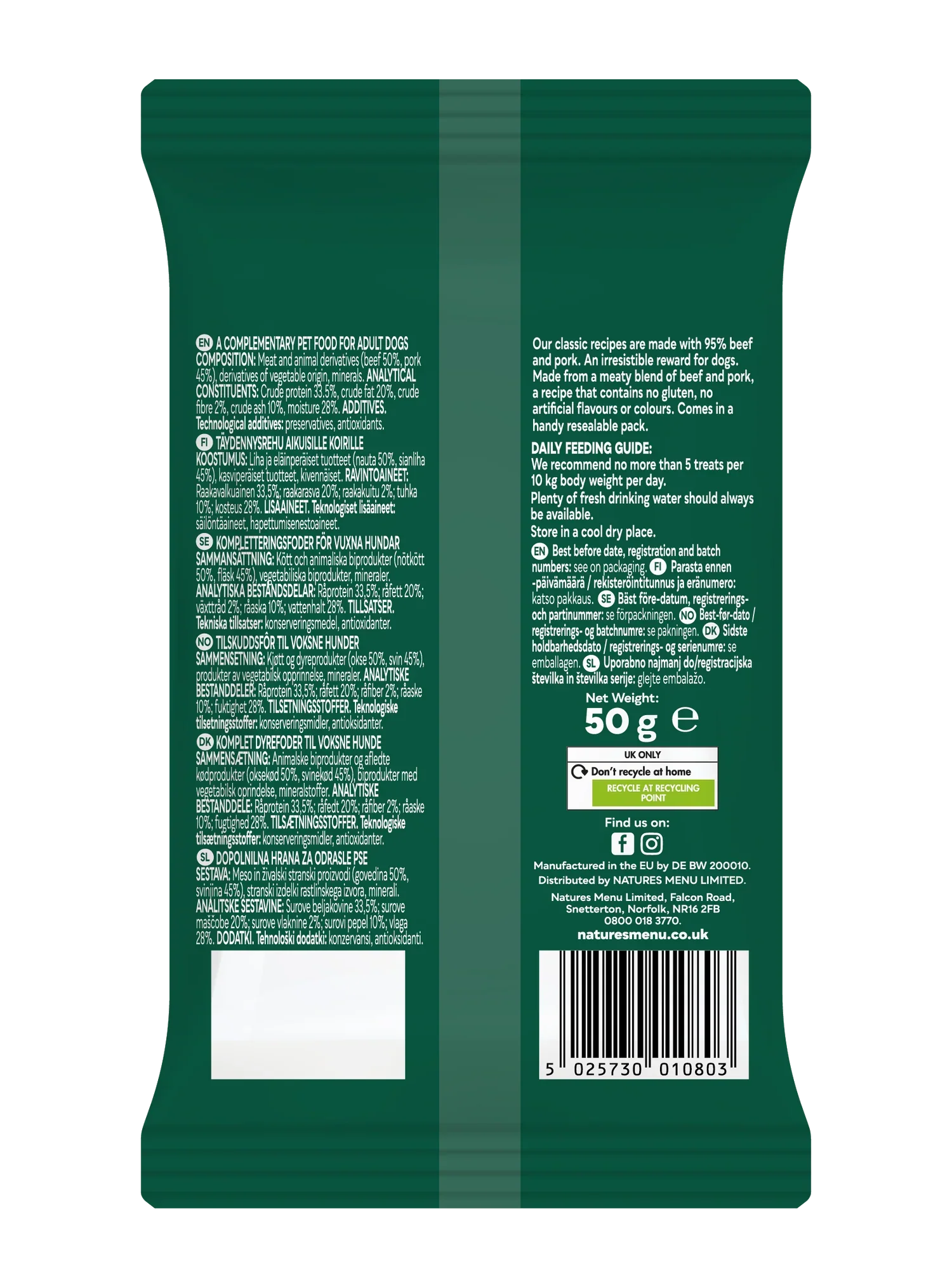 Natures Menu Dog - Meaty Treats Beef & Pork 50g - Image 4