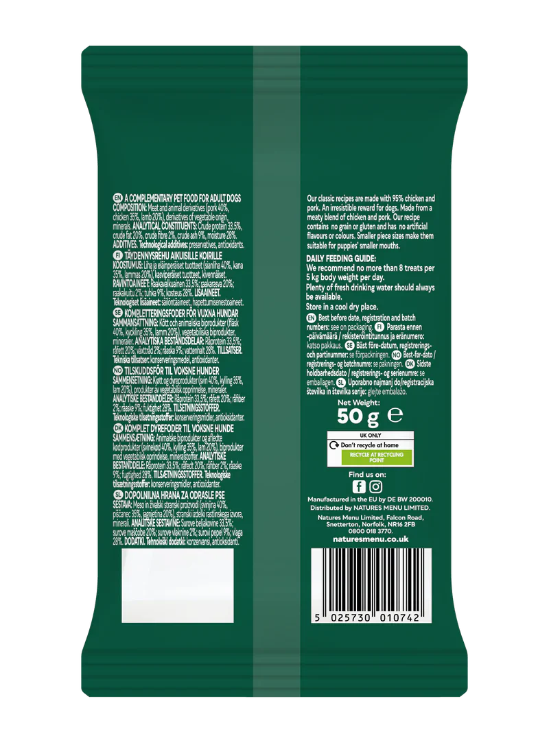 Natures Menu Dog - Meaty Treats Lamb, Chicken & Pork 50g - Image 3