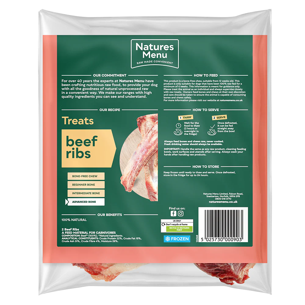 Natures Menu Dog - Natural Raw Treats Beef Ribs 2 pack - Image 2