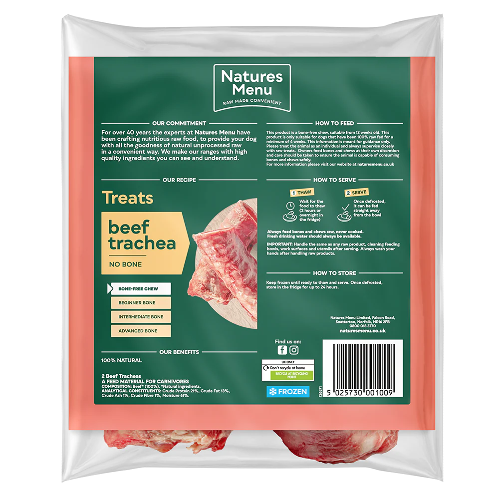 Natures Menu Dog - Natural Raw Treats Beef Trachea 2 pack - Image 2