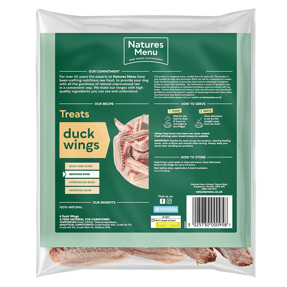 Natures Menu Dog - Natural Raw Treats Duck Wings 6 pack - Image 2