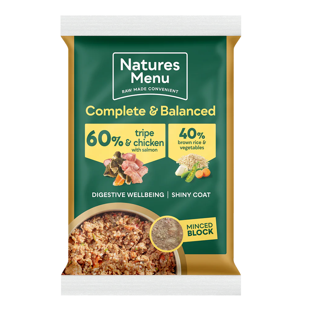 Natures Menu Dog - Complete & Balanced 60/40 Tripe & Chicken With Salmon Block 300g