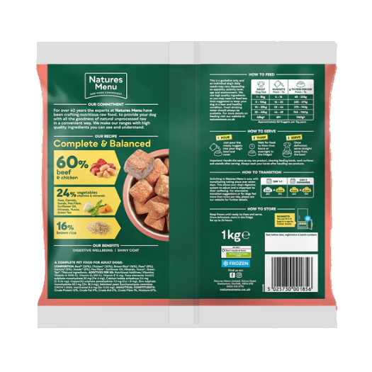 Natures Menu Dog - Complete & Balanced Nuggets 60/40 Beef & Chicken 1kg - Image 2