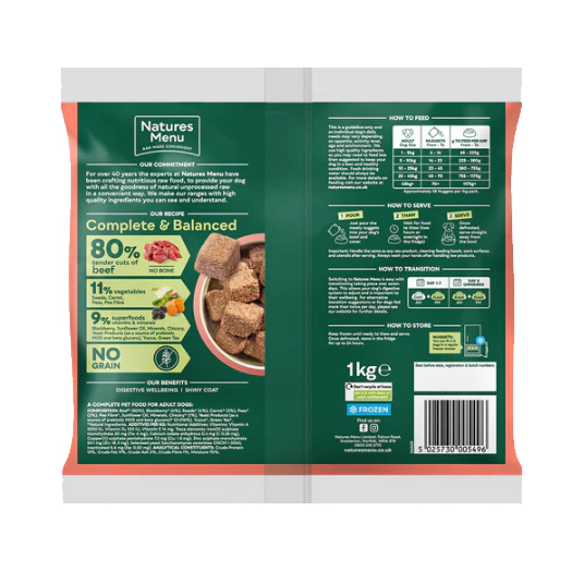 Natures Menu Dog - Complete & Balanced Nuggets 80/20 Beef 1kg - Image 2