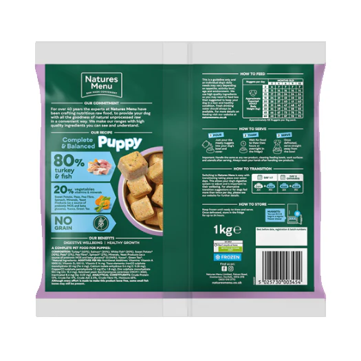 Natures Menu Dog - Complete & Balanced Puppy Nuggets 80/20 Turkey & Fish 1kg - Image 2