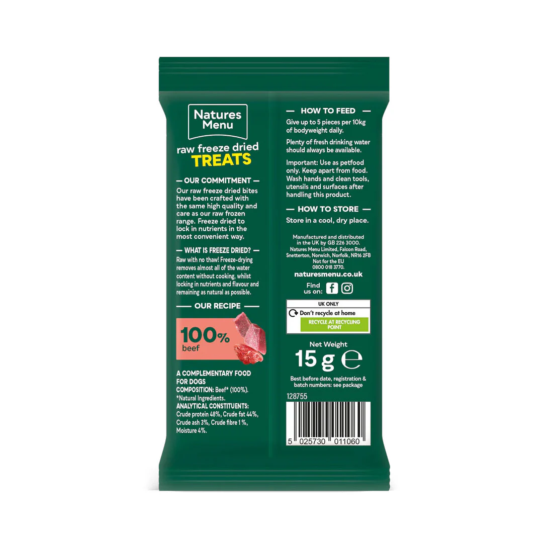 Natures Menu Dog - Freeze Dried Beef Bites 15g - Image 2