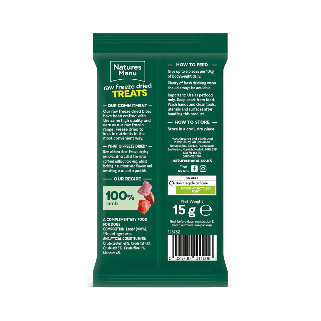Natures Menu Dog - Freeze Dried Lamb Bites 15g - Image 2