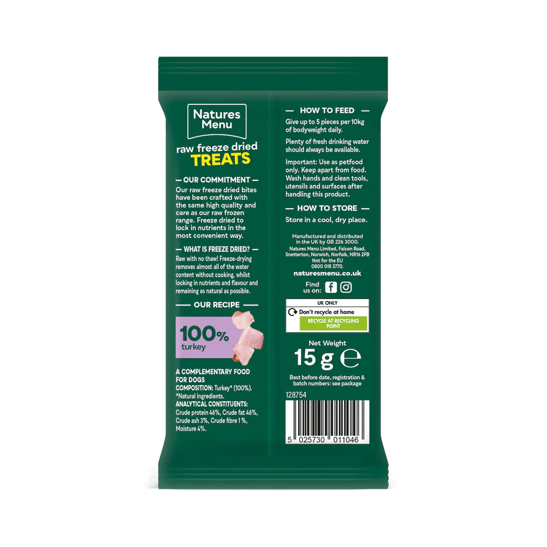 Natures Menu Dog - Freeze Dried Turkey Bites 15g - Image 2
