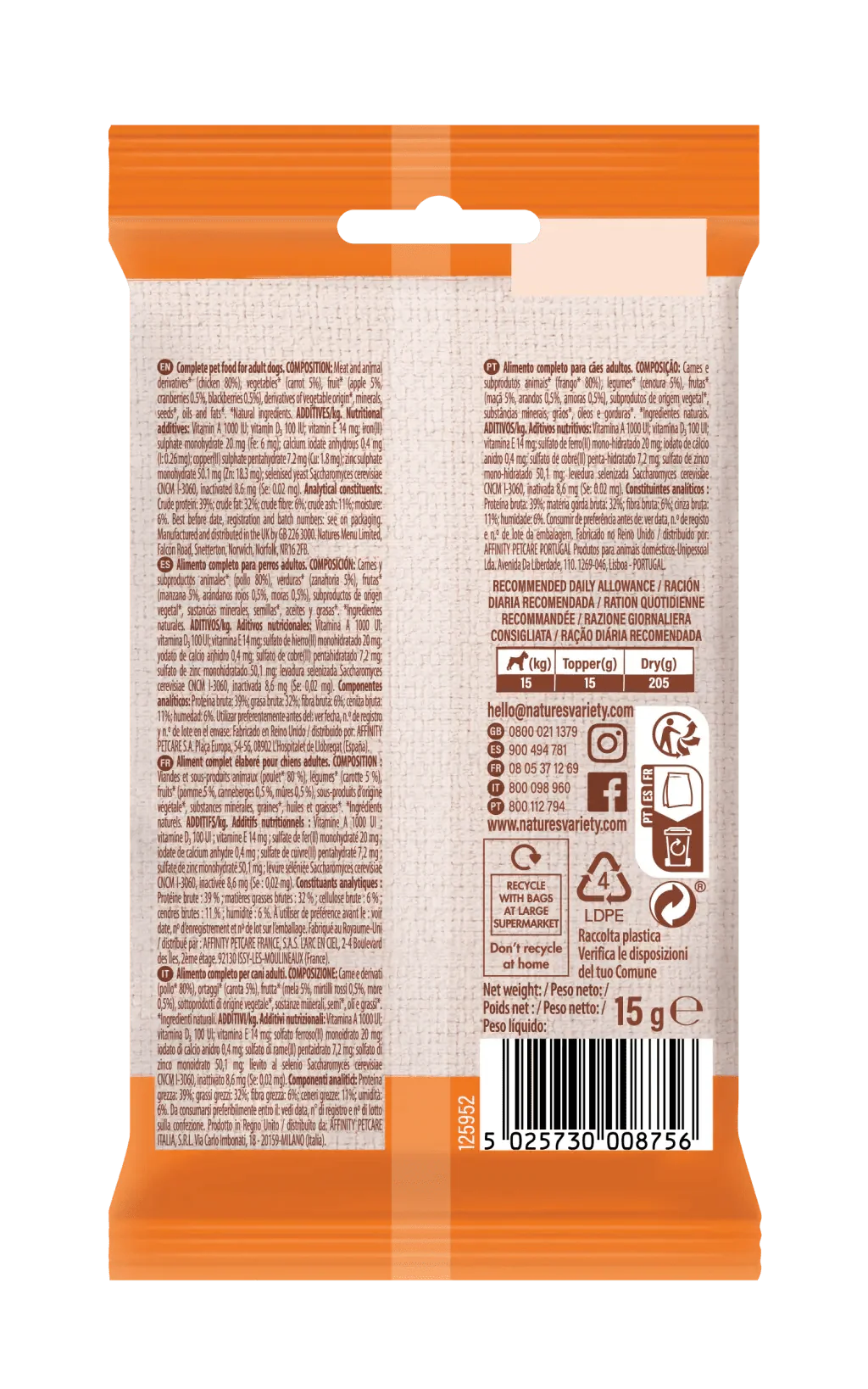 Natures Variety Dog - Complete Freeze Dried Food Chicken Toppers 15g - Image 2