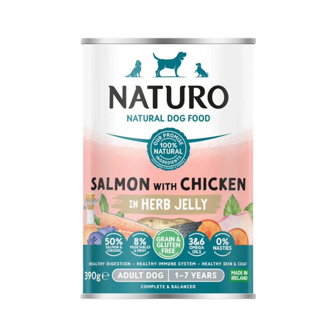 Naturo Dog - Adult Grain & gluten Free Can Salmon & Chicken In Jelly 390g