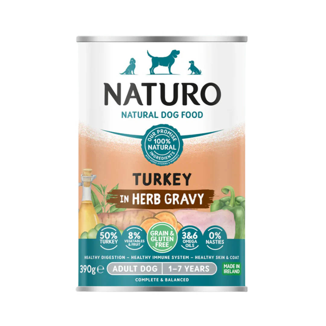 Naturo Dog - Adult Grain & Gluten Free Can Turkey & Fruit & Veg In Herb Gravy 390g