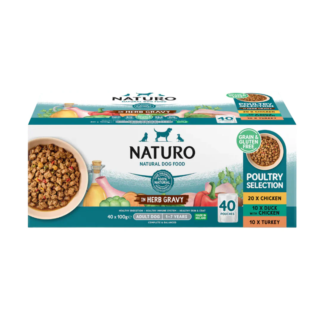 Naturo Dog - Adult Grain & Gluten Free Pouch Poultry In Herb Gravy 40x100g