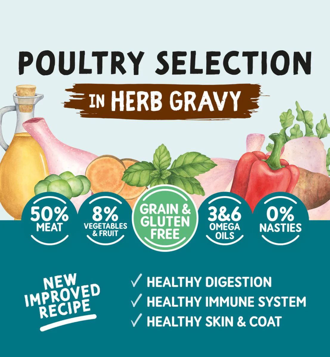 Naturo Dog - Adult Dog Grain & Gluten Free Poultry Selection in Herb Gravy 12x390g - Image 2