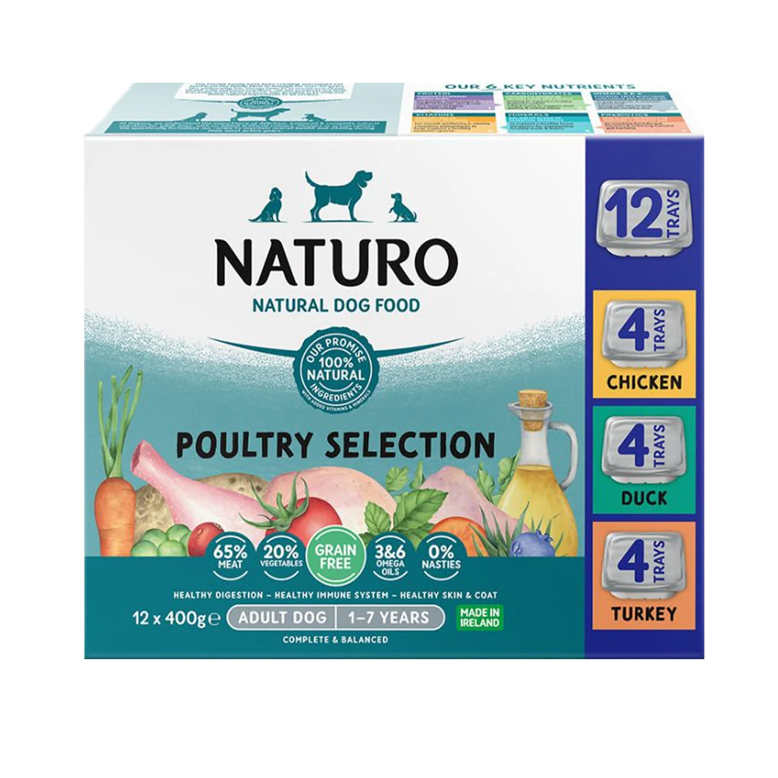 Naturo Dog - Adult Grain Free Poulty Selection Trays 12x400g