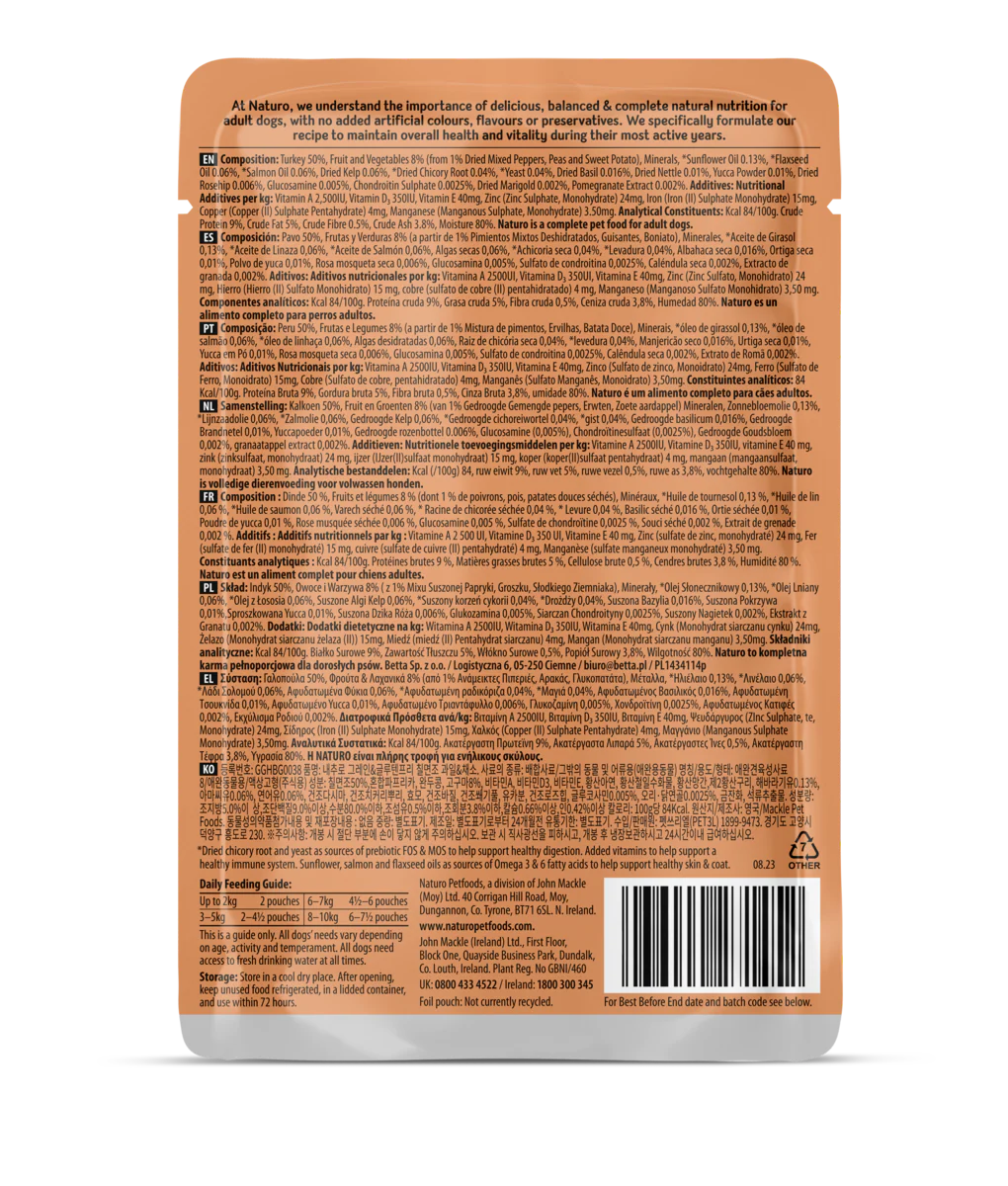 Naturo Dog - Adult Grain & Gluten Free Turkey Herb Gravy Pouch 100g - Image 2