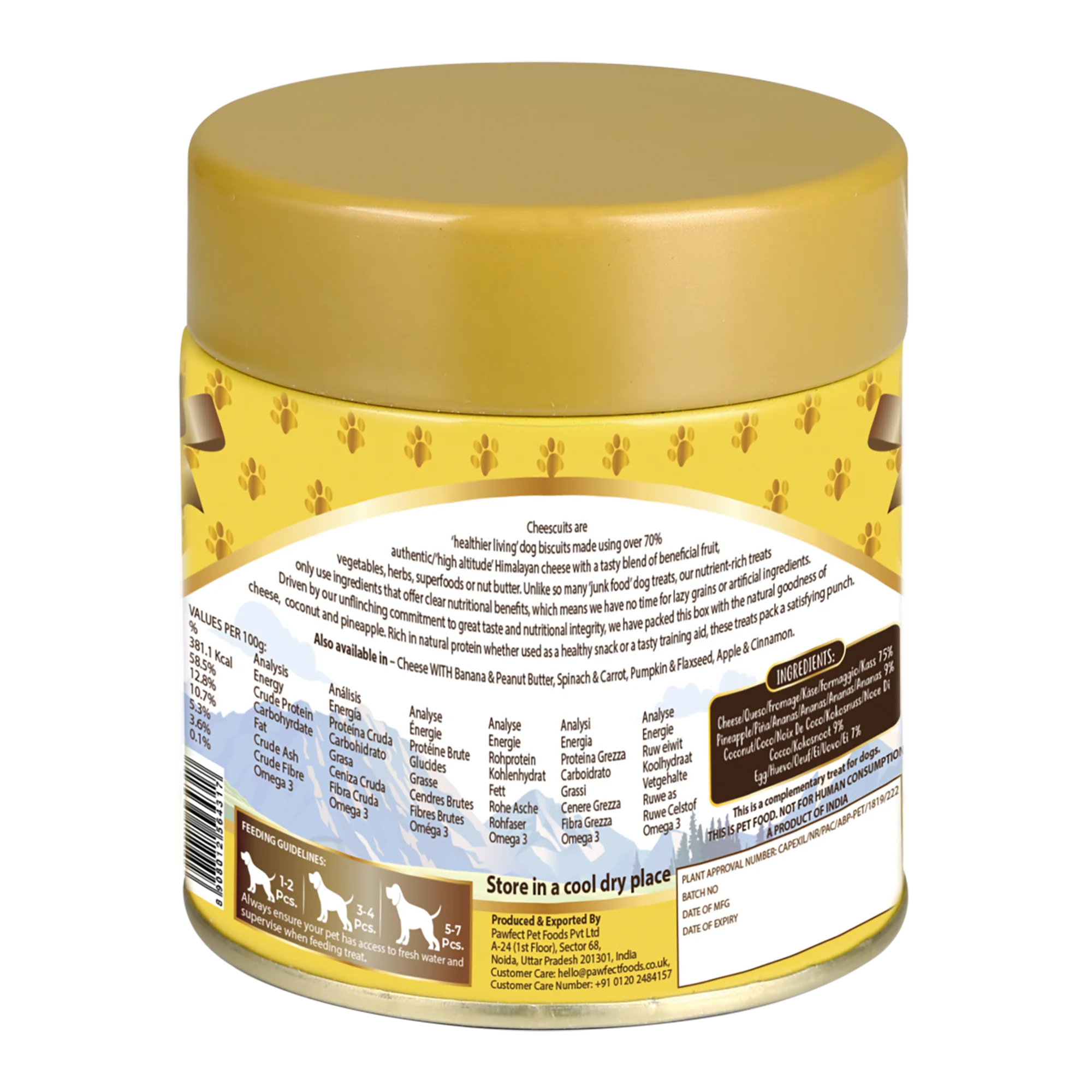 Pawfect Cheesy Dog Biscuits Pineapple & Coconut Cheesecuits 100g - Image 4