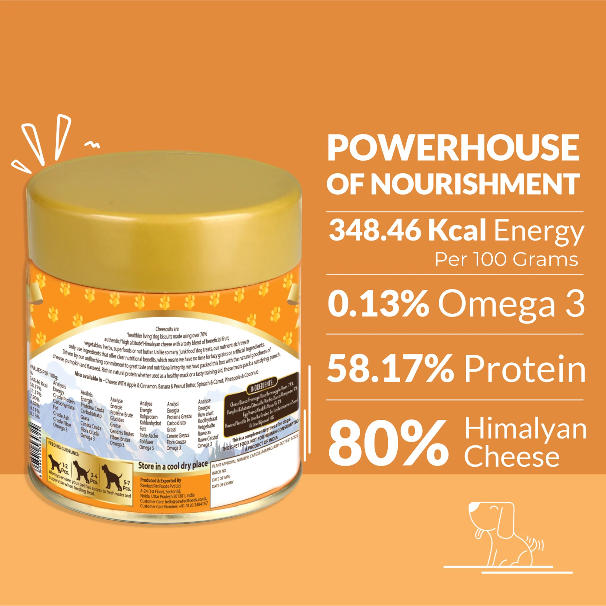 Pawfect Cheesy Dog Biscuits Pumpkin & Flaxseed Cheesecuits 100g - Image 3
