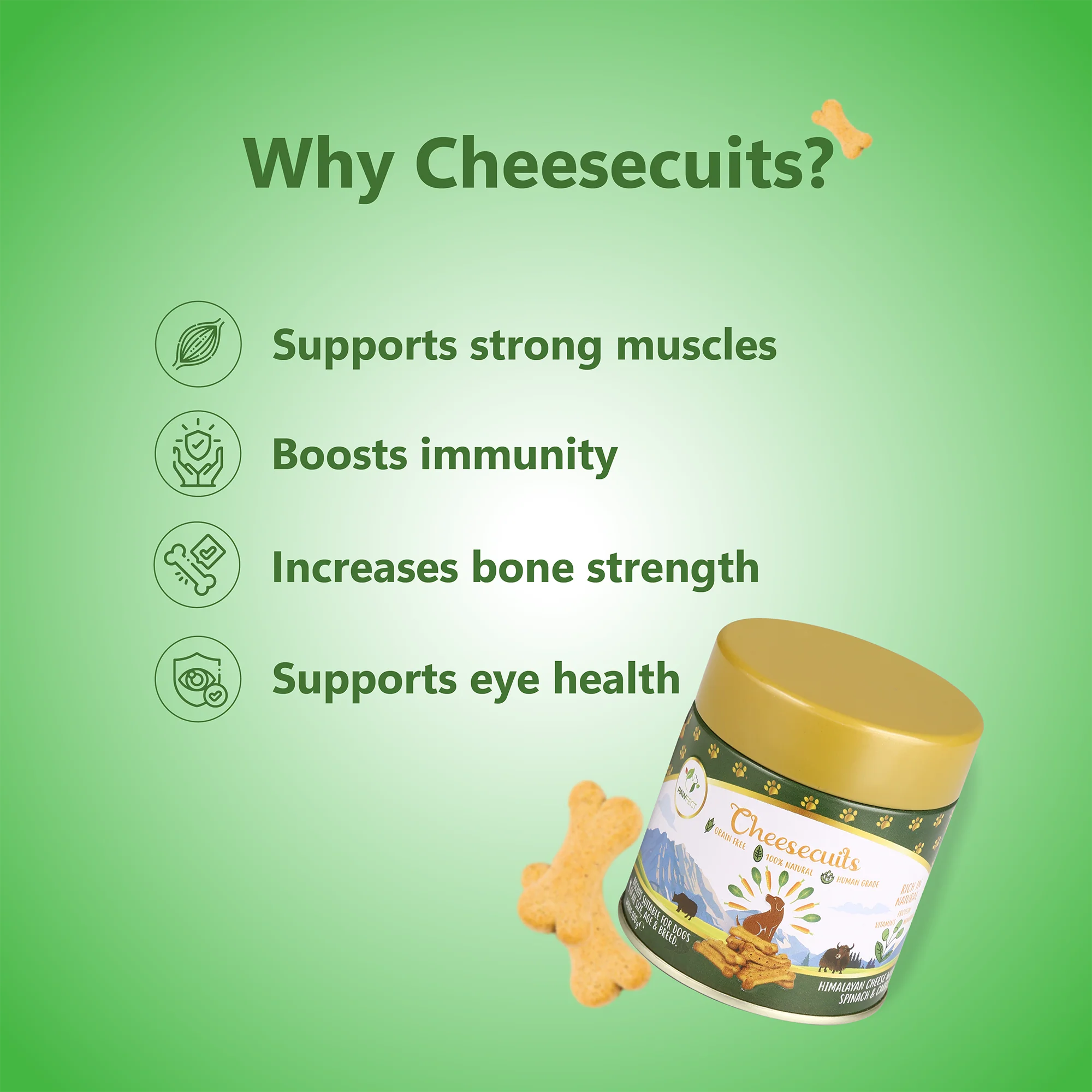 Pawfect Cheesy Dog Biscuits Spinach & Carrot Cheesecuits 100g - Image 4
