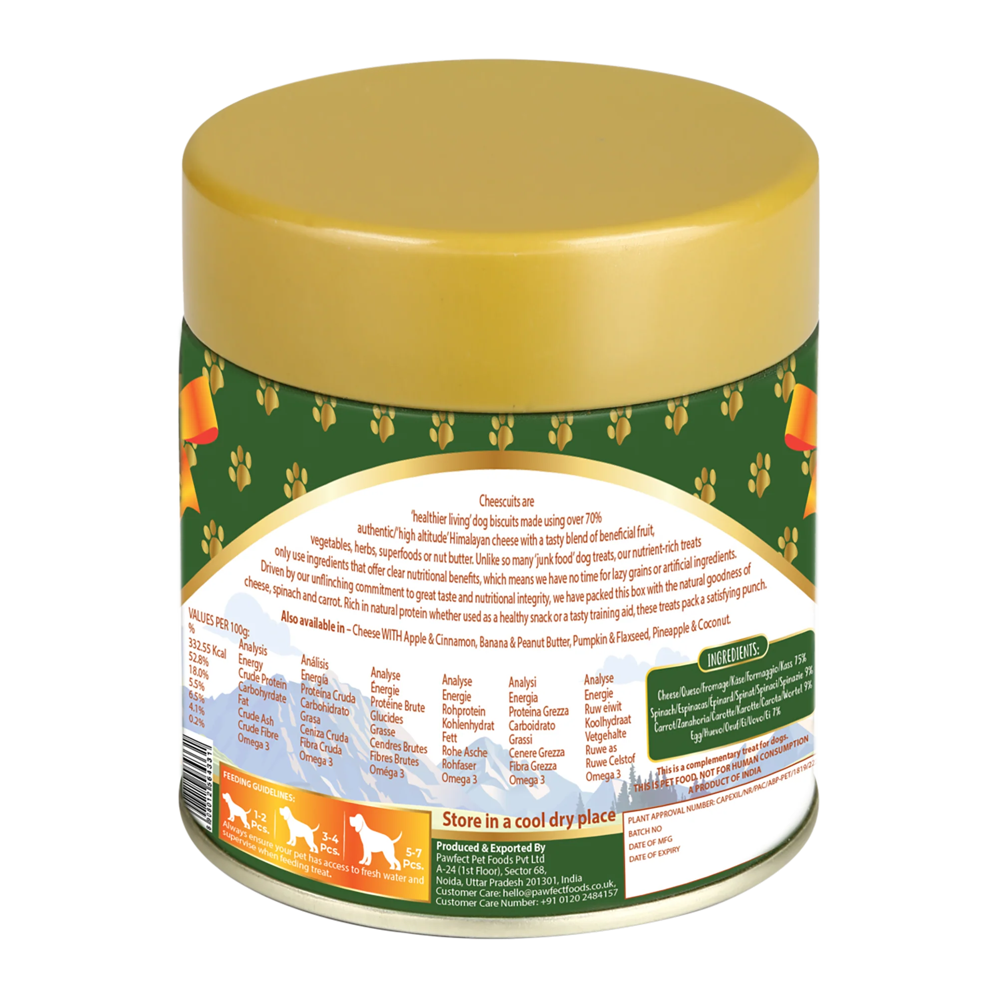 Pawfect Cheesy Dog Biscuits Spinach & Carrot Cheesecuits 100g - Image 5