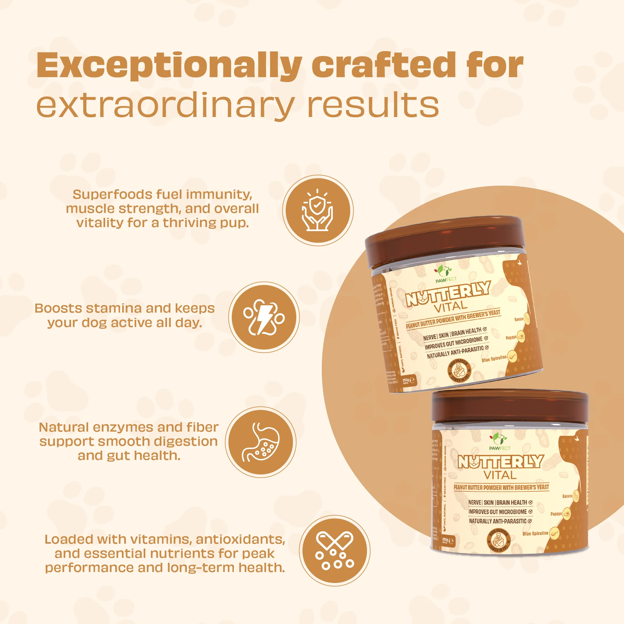 Pawfect Food Topper Nutterly Vital Peanut Butter Powder 250g - Image 3