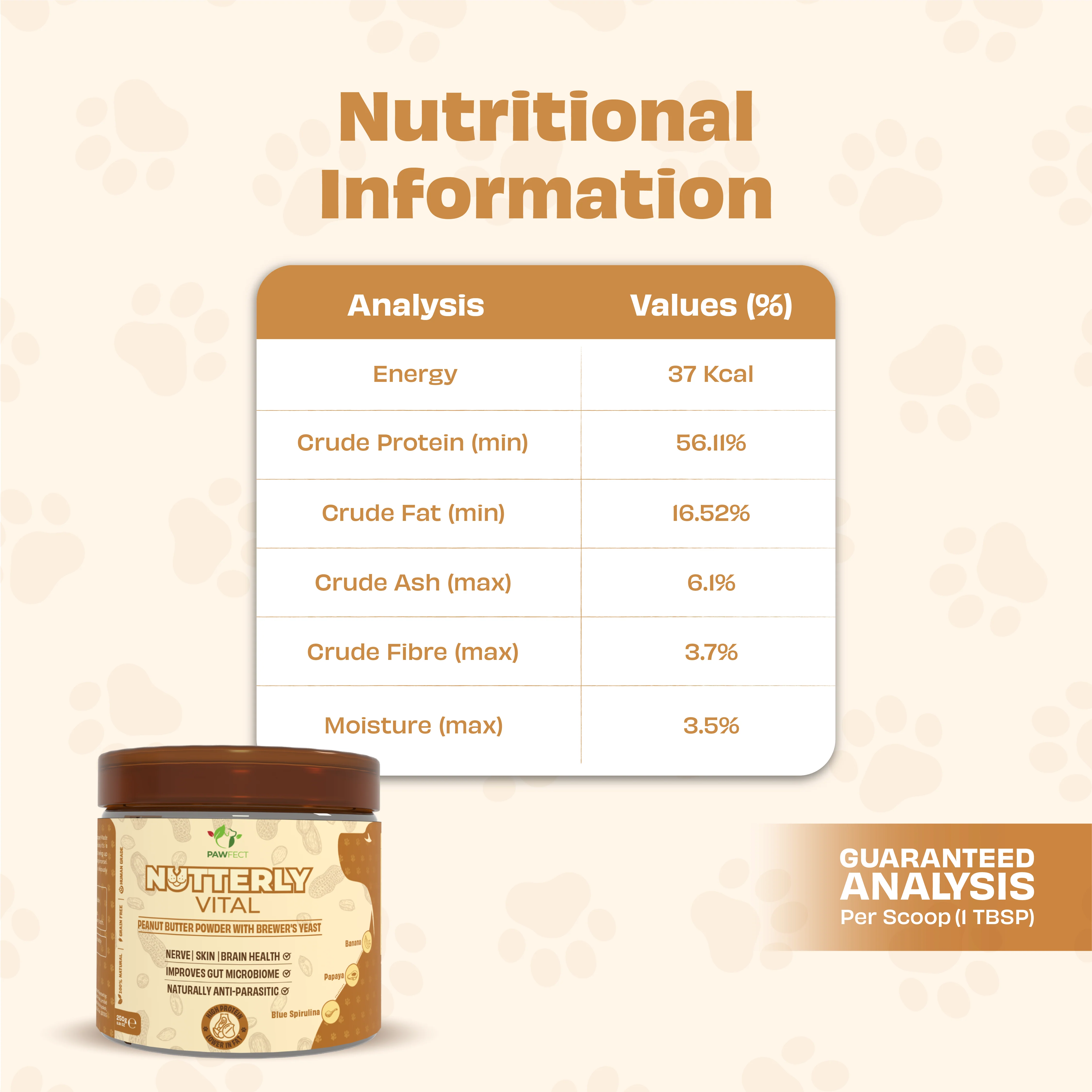 Pawfect Food Topper Nutterly Vital Peanut Butter Powder 250g - Image 4