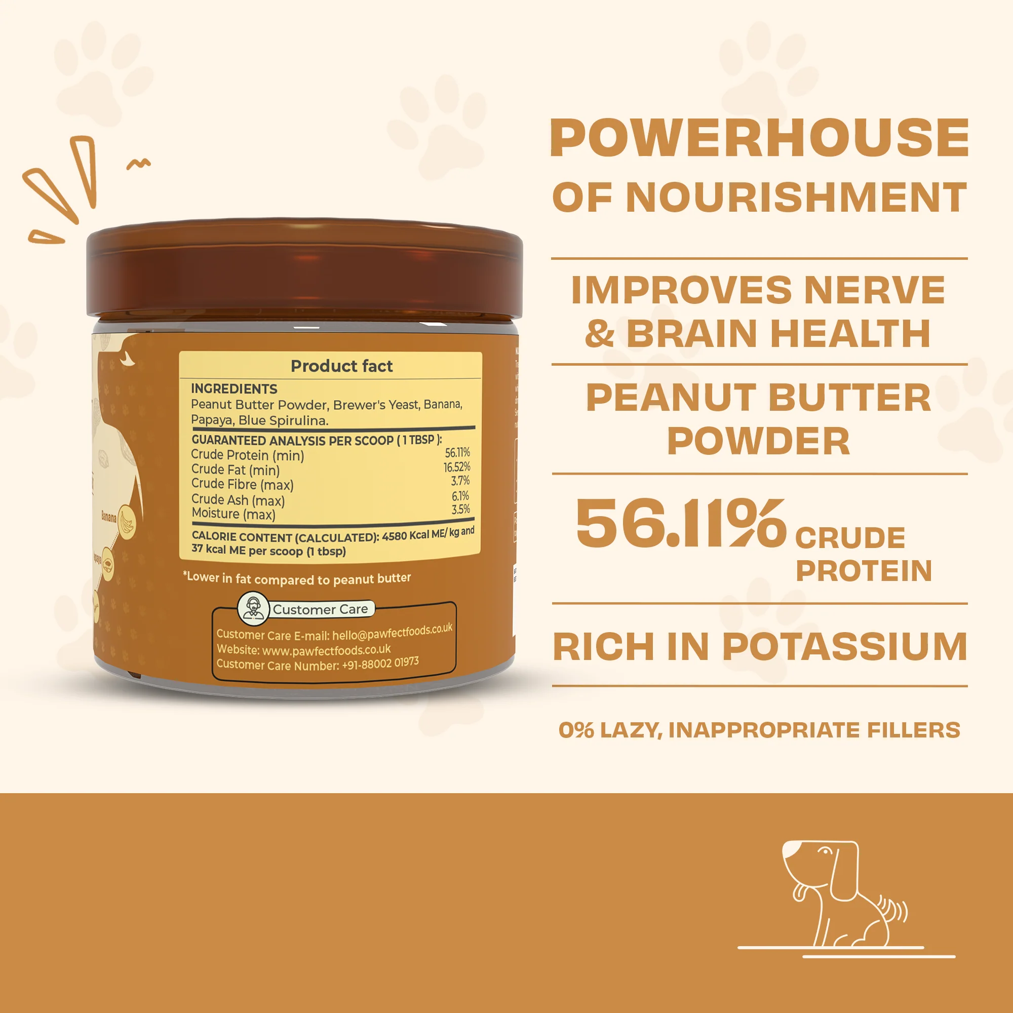 Pawfect Food Topper Nutterly Vital Peanut Butter Powder 250g - Image 6