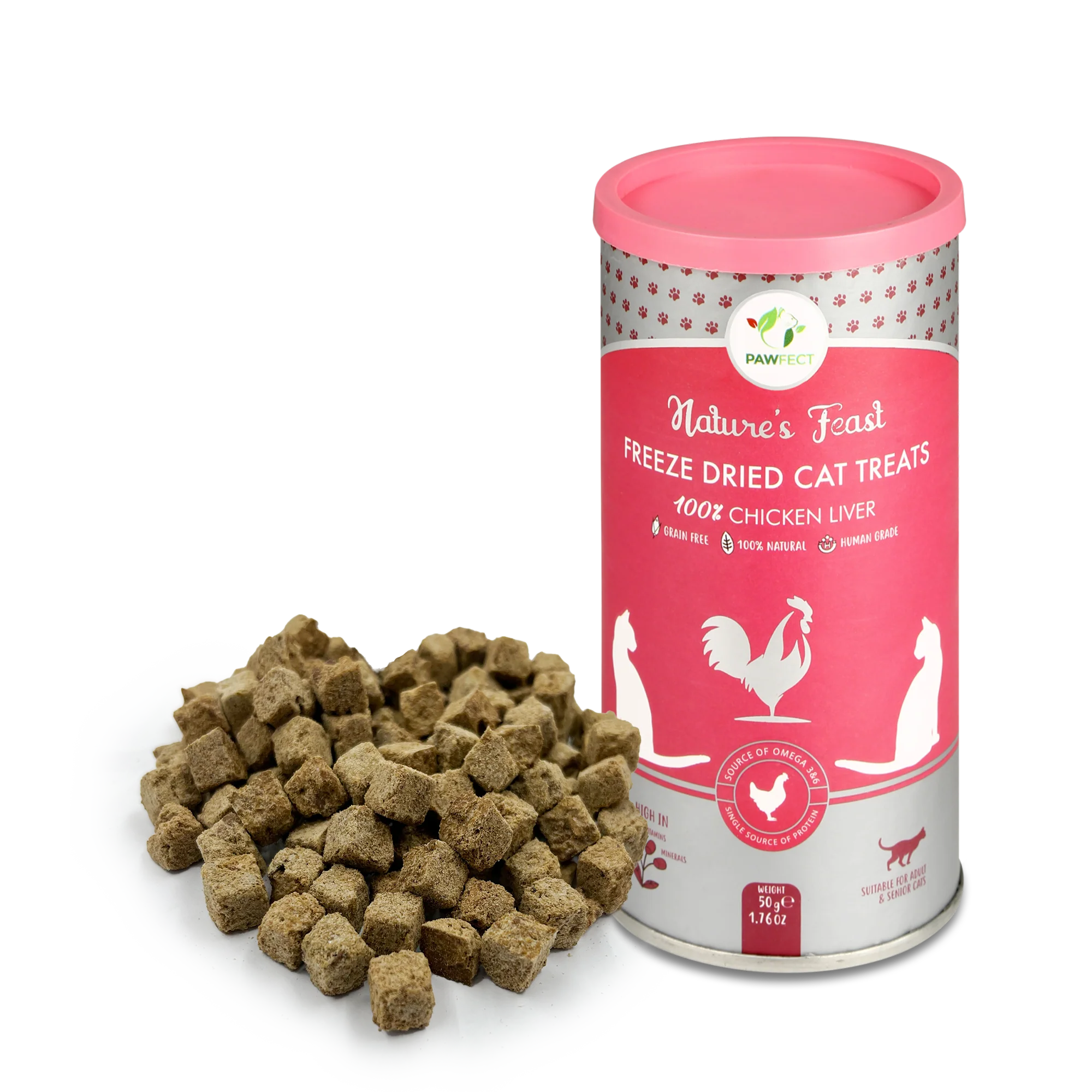 Pawfect Nature's Feast Freeze Dried Cat Treats Chicken Liver 50g