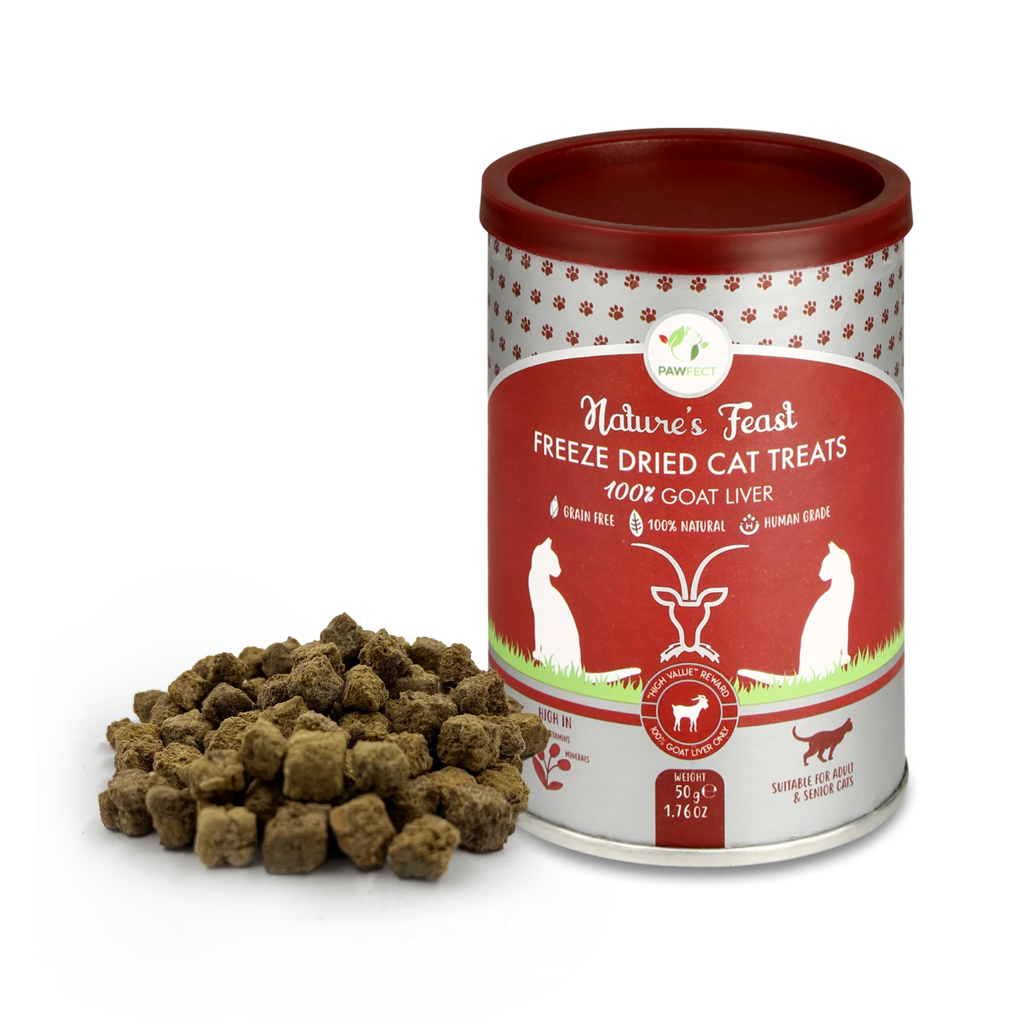 Pawfect Nature's Feast Freeze Dried Cat Treats Goat Liver 50g