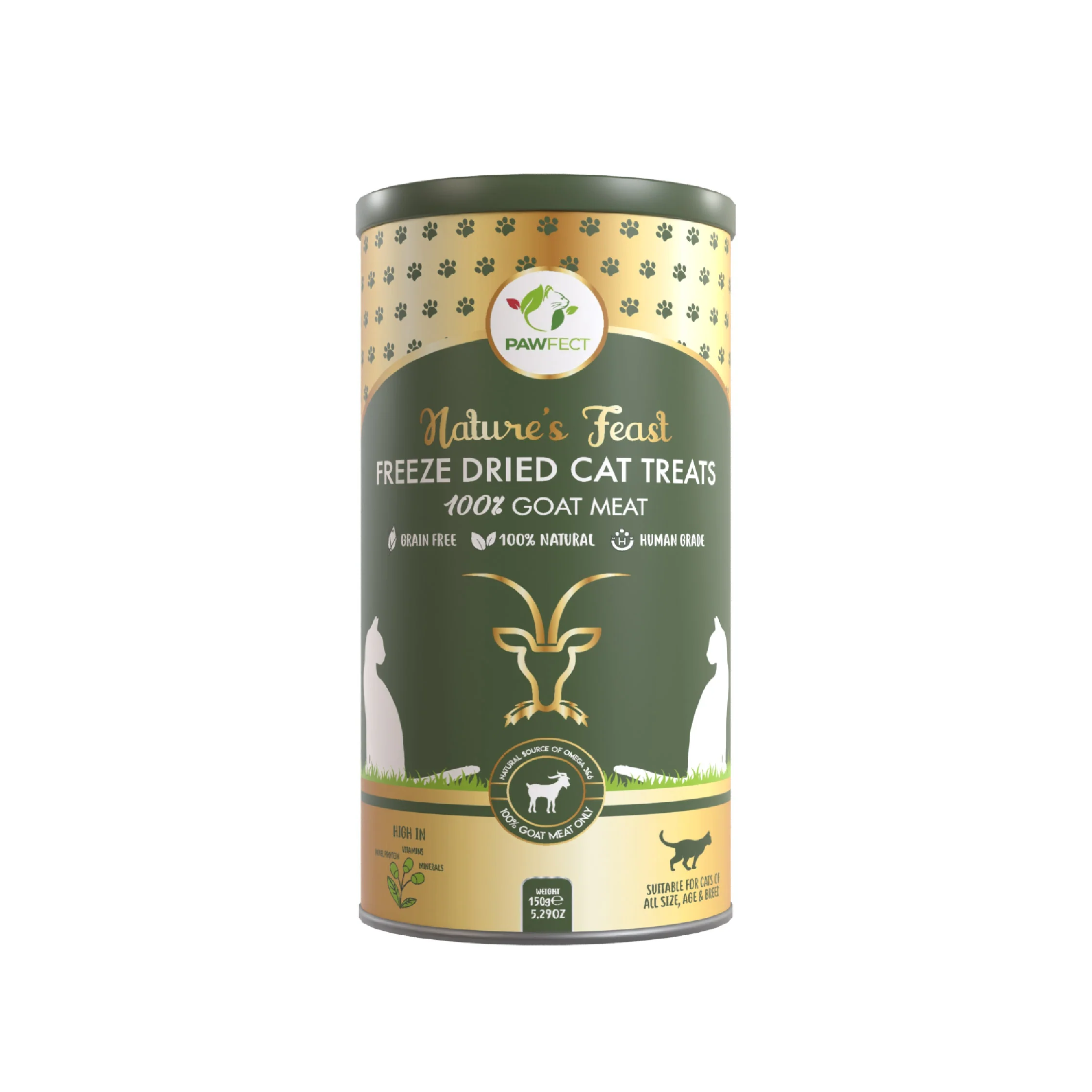 Pawfect Nature's Feast Freeze Dried Cat Treats Goat Meat 150g