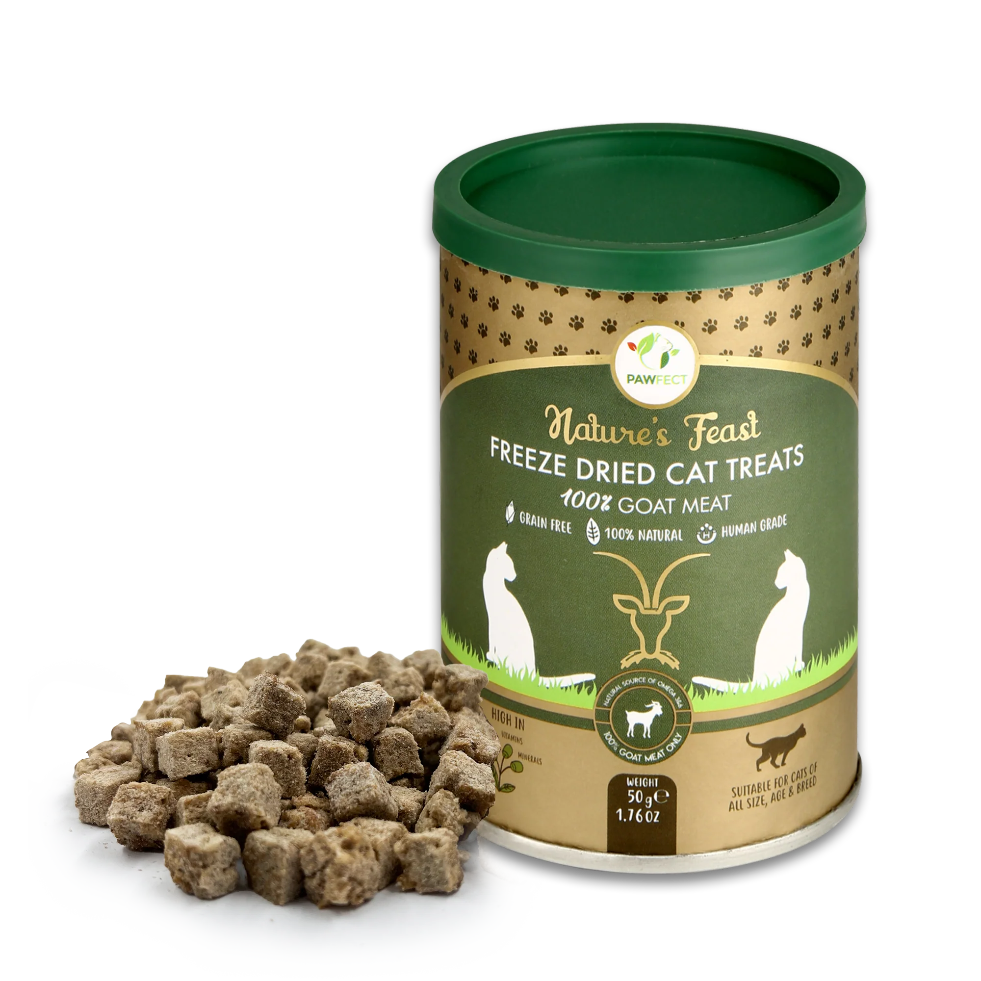 Pawfect Nature's Feast Freeze Dried Cat Treats Goat Meat 50g