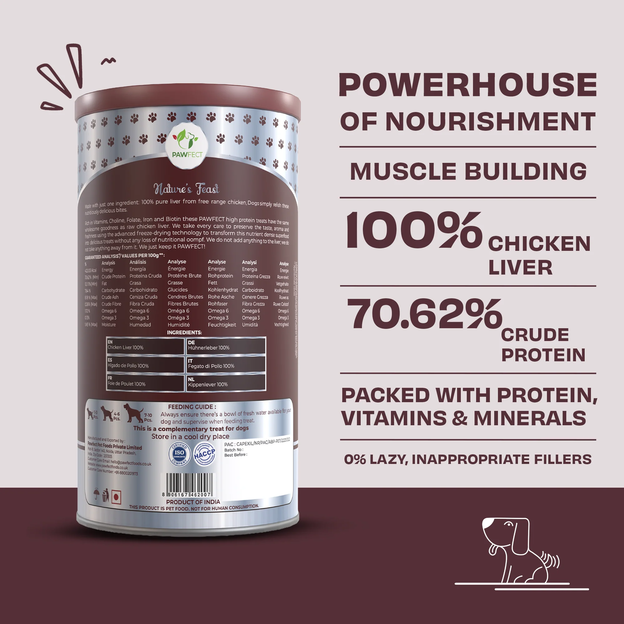 Pawfect Nature's Feast Freeze Dried Dog Treats Chicken Liver 200g - Image 4