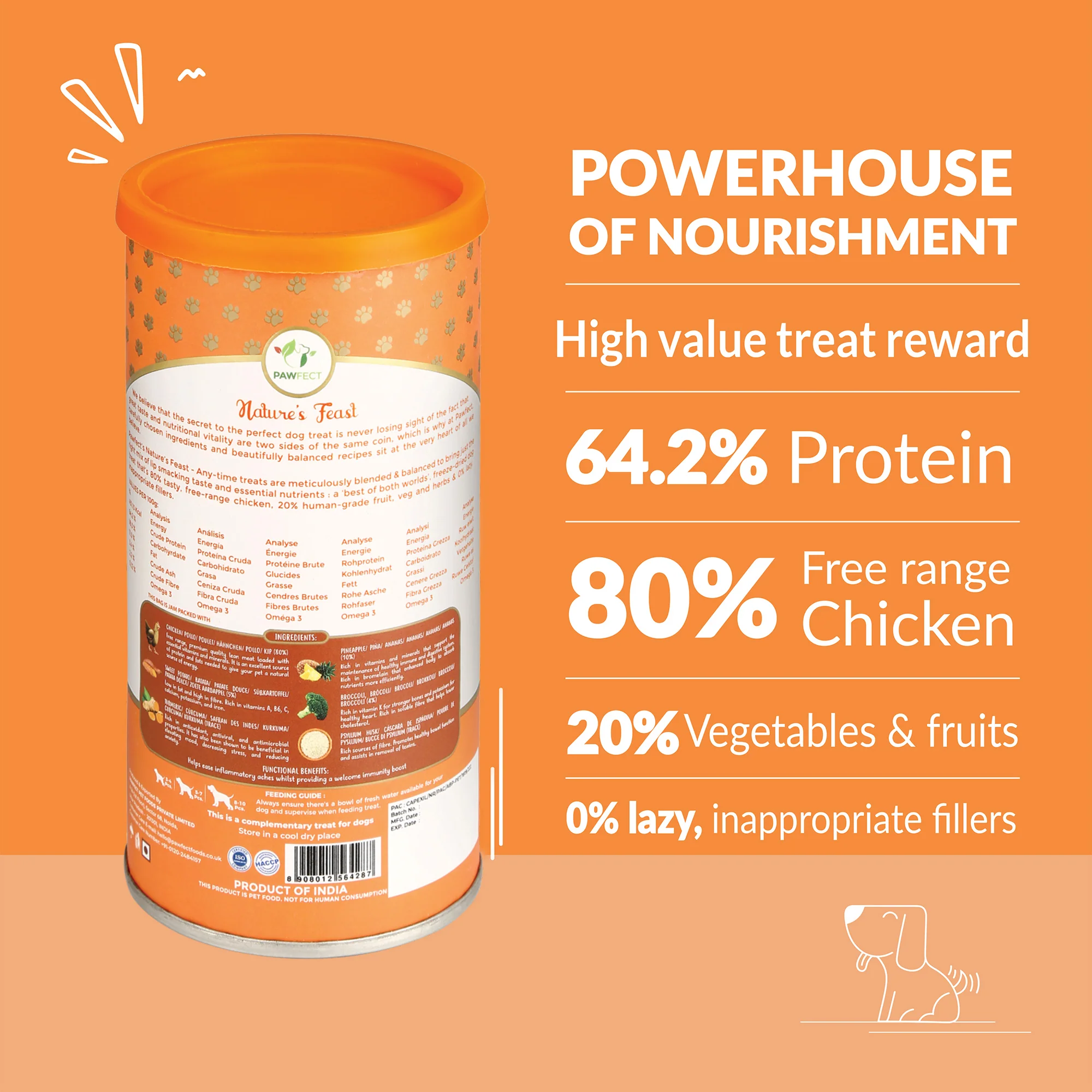 Pawfect Nature's Feast Freeze Dried Dog Treats Chicken With Tropical Twist 150g - Image 2