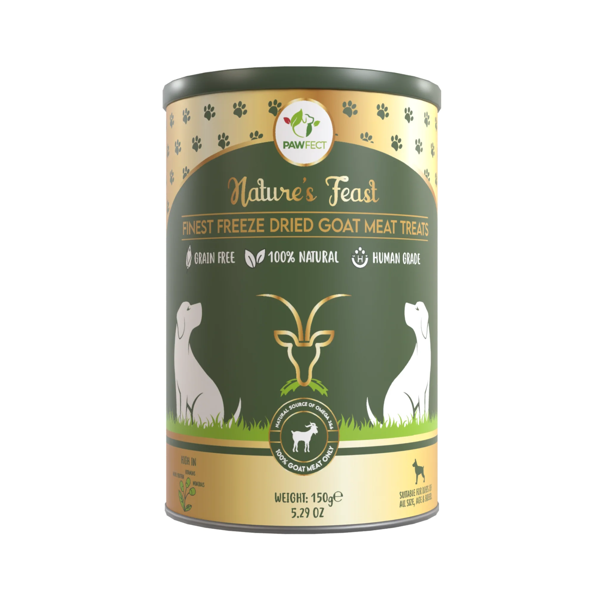 Pawfect Nature's Feast Freeze Dried Dog Treats Goat Meat 150g