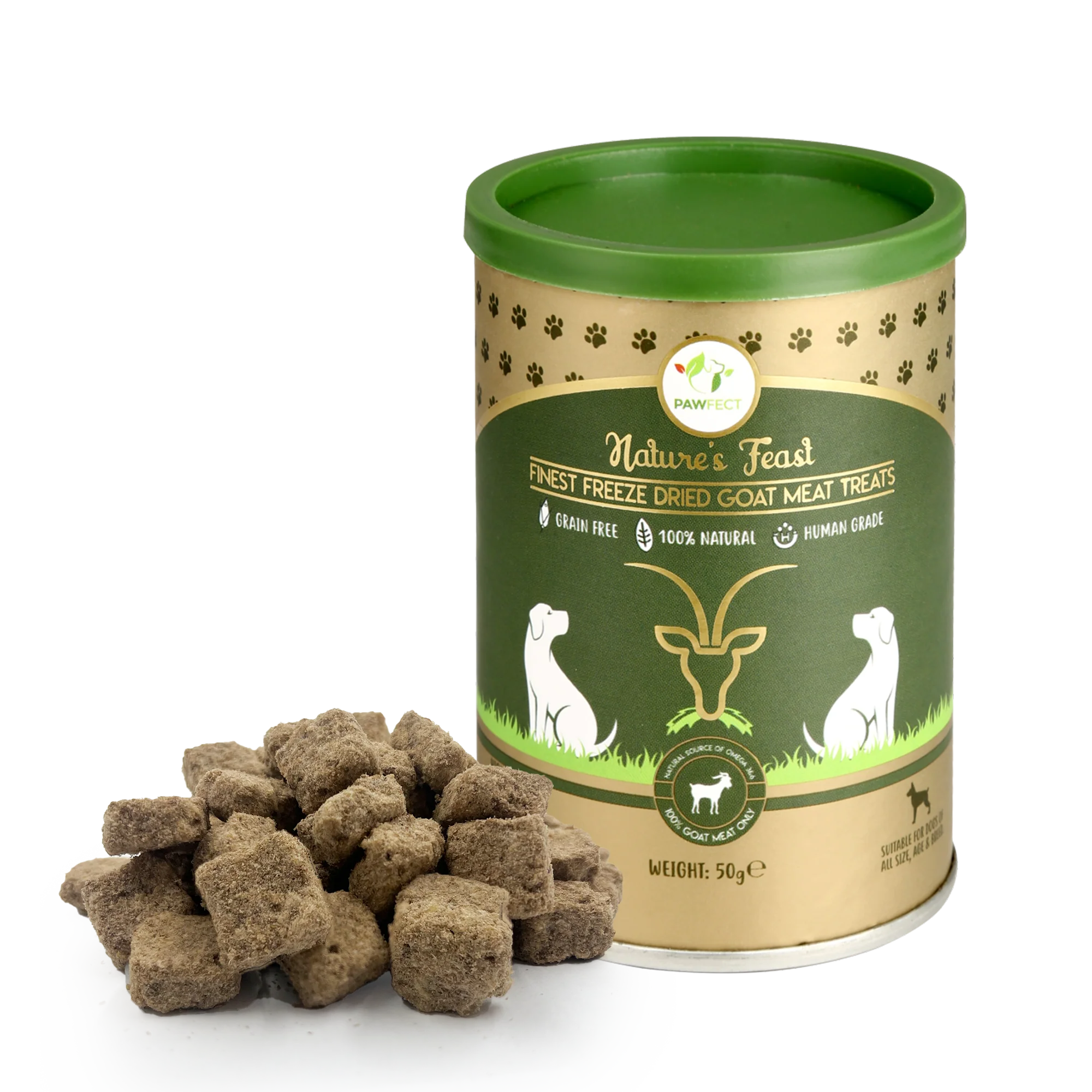 Pawfect Nature's Feast Freeze Dried Dog Treats Goat Meat 50g