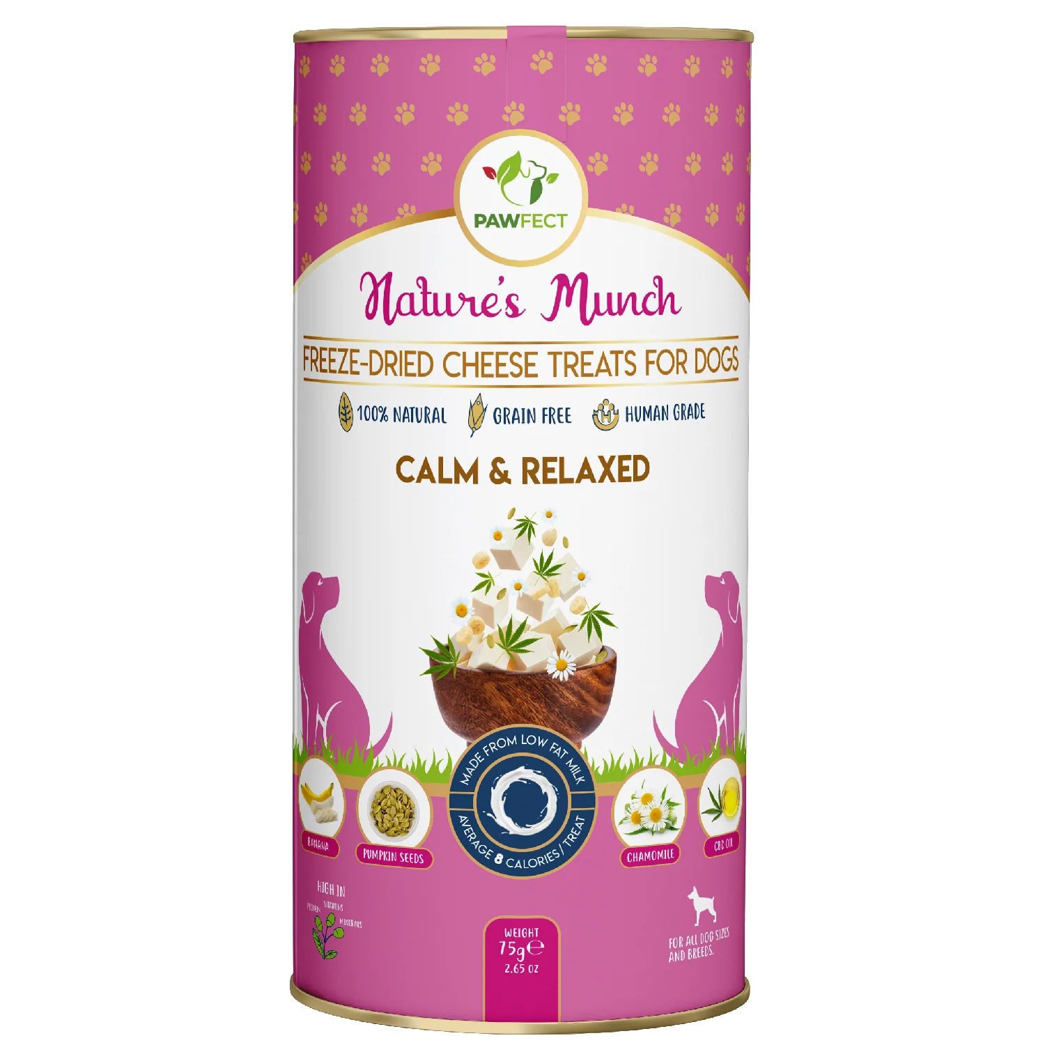 Pawfect Nature's Munch Freeze Dried Dog Treats Calm & Relaxed 75g