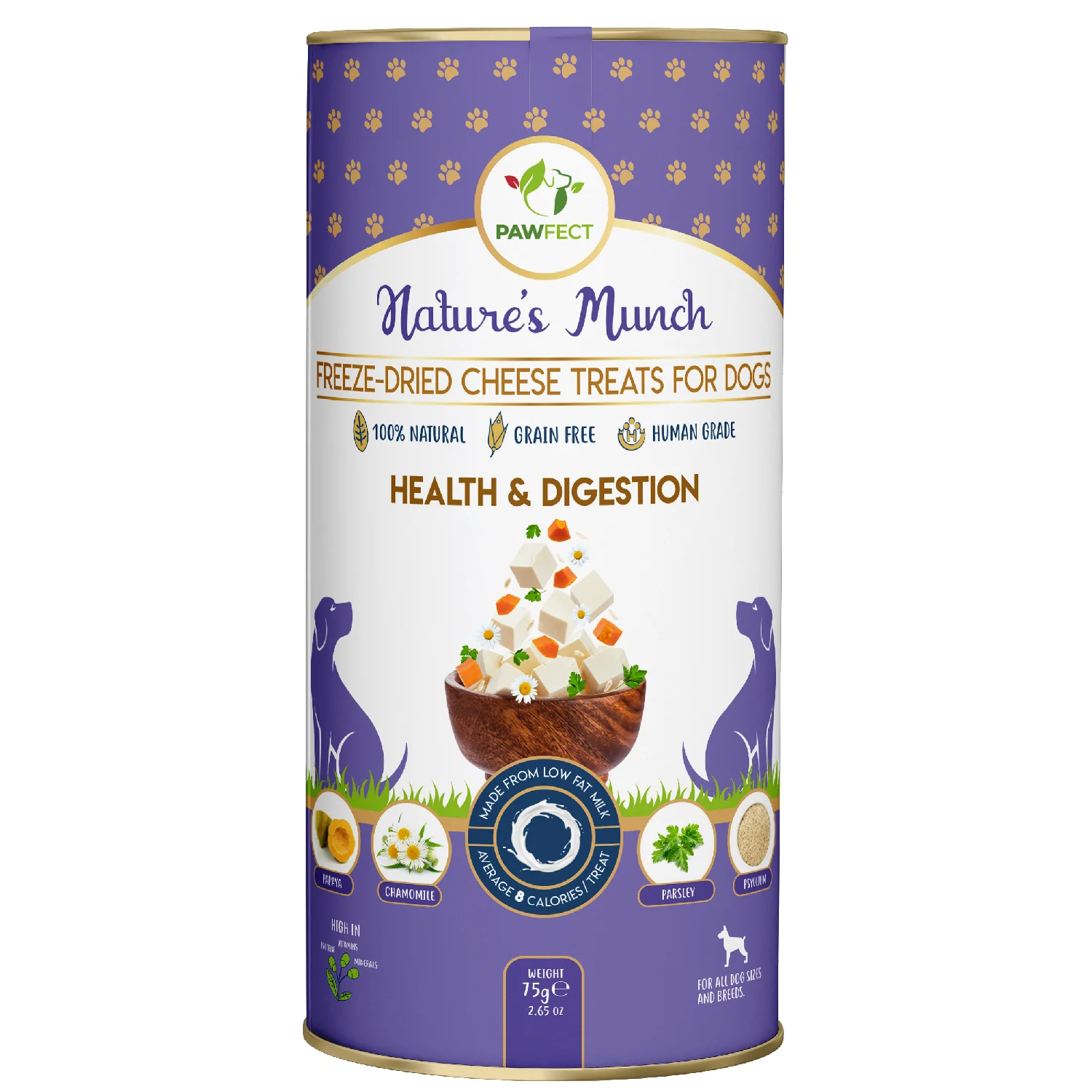 Pawfect Nature's Munch Freeze Dried Dog Treats Health & Digestion 75g