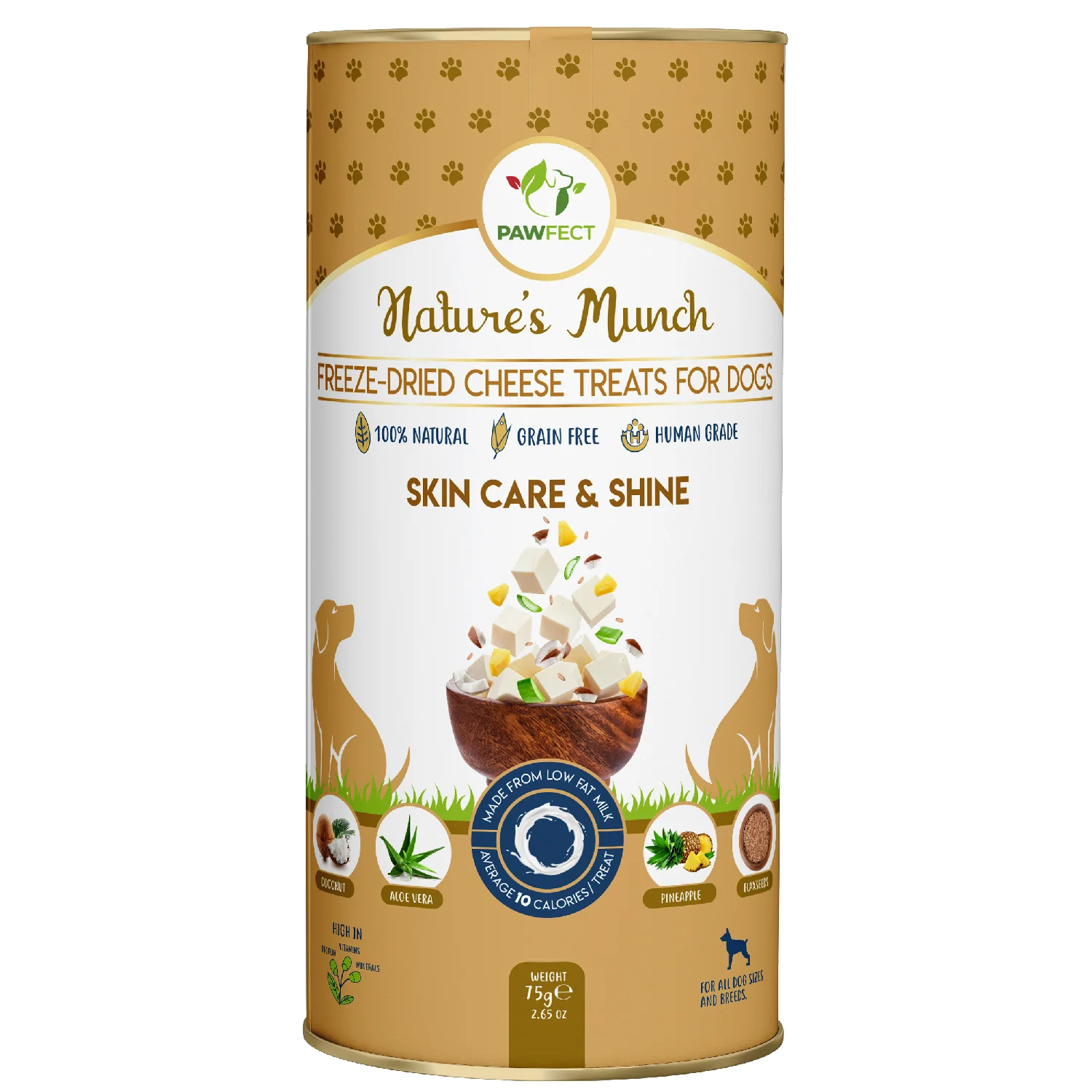 Pawfect Nature's Munch Freeze Dried Dog Treats Skin Care & Shine 75g