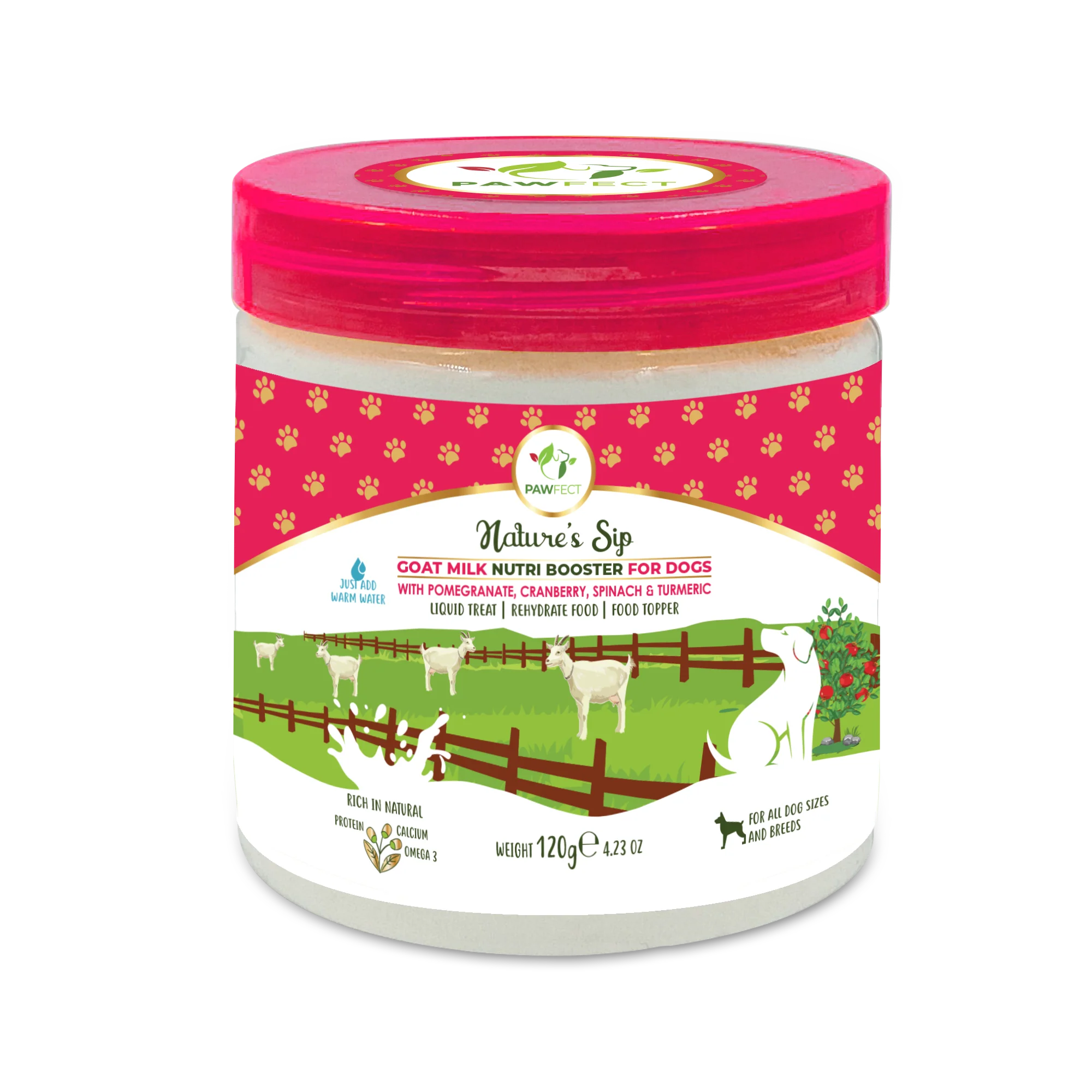 Pawfect Nature's Sip 100% Goats Milk With Pomegranate & Cranberry Powder 120g